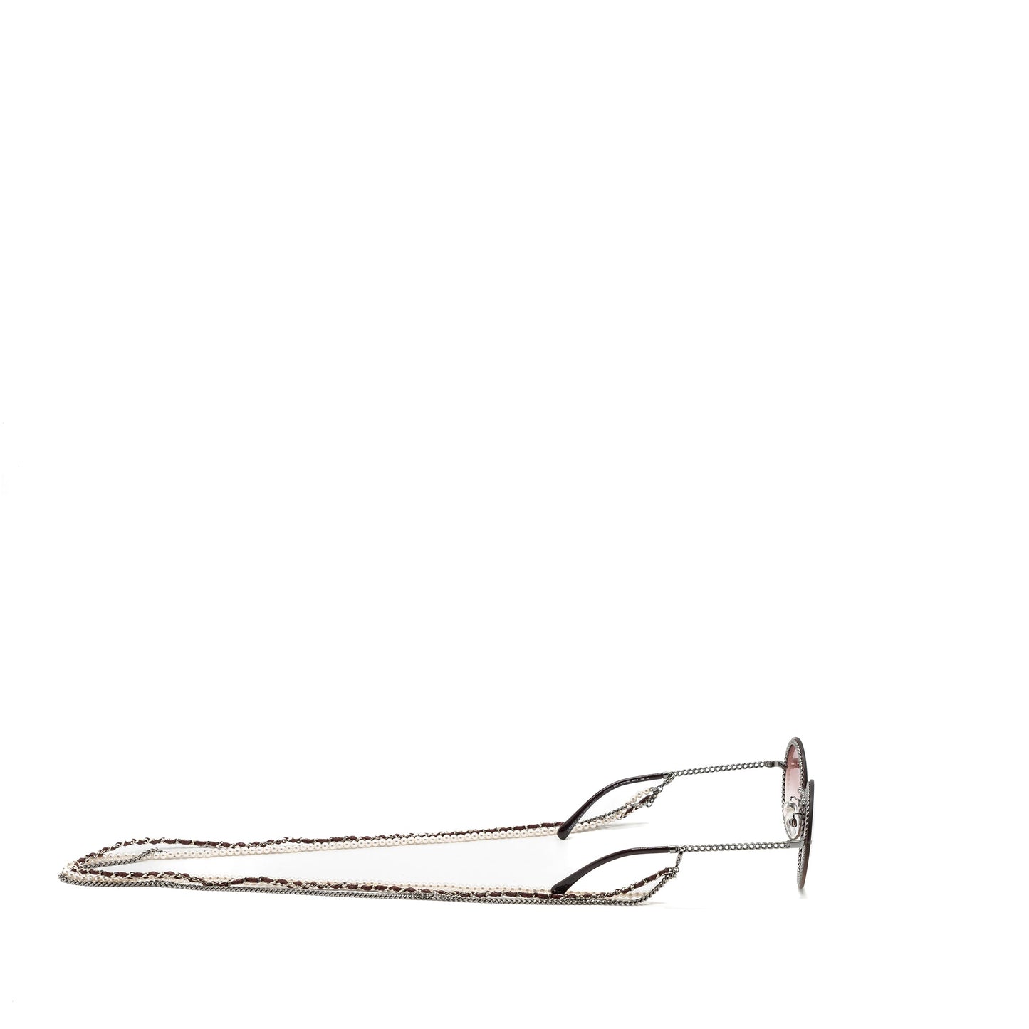 Chanel round sunglasses with chain red