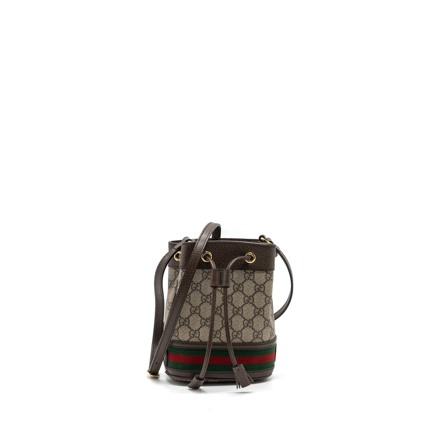 Gucci Ophidia Mini GG Bucket Bag Beige / Ebony GG Supreme Canvas