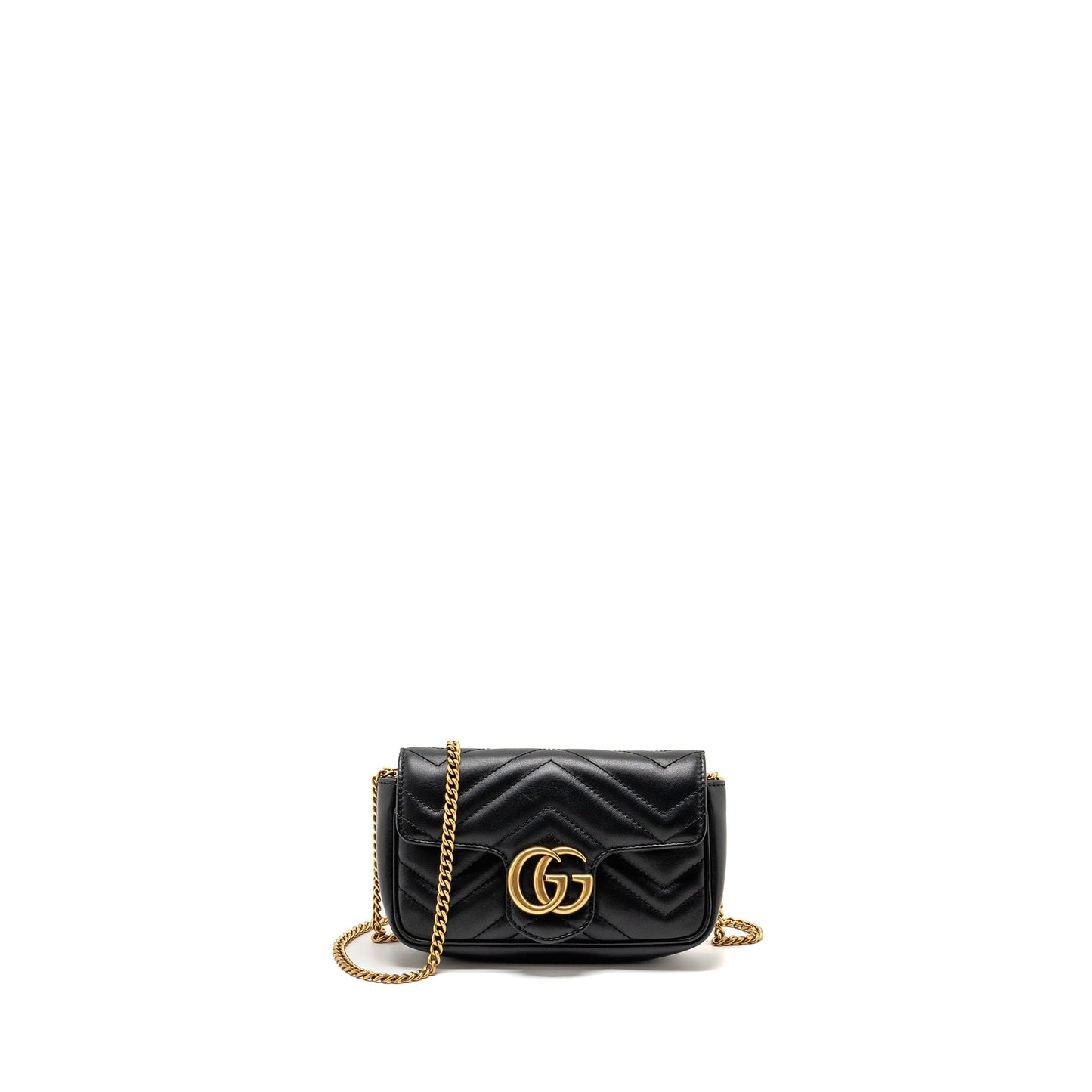 GUCCI Super Mini GG Marmont Calfskin Black