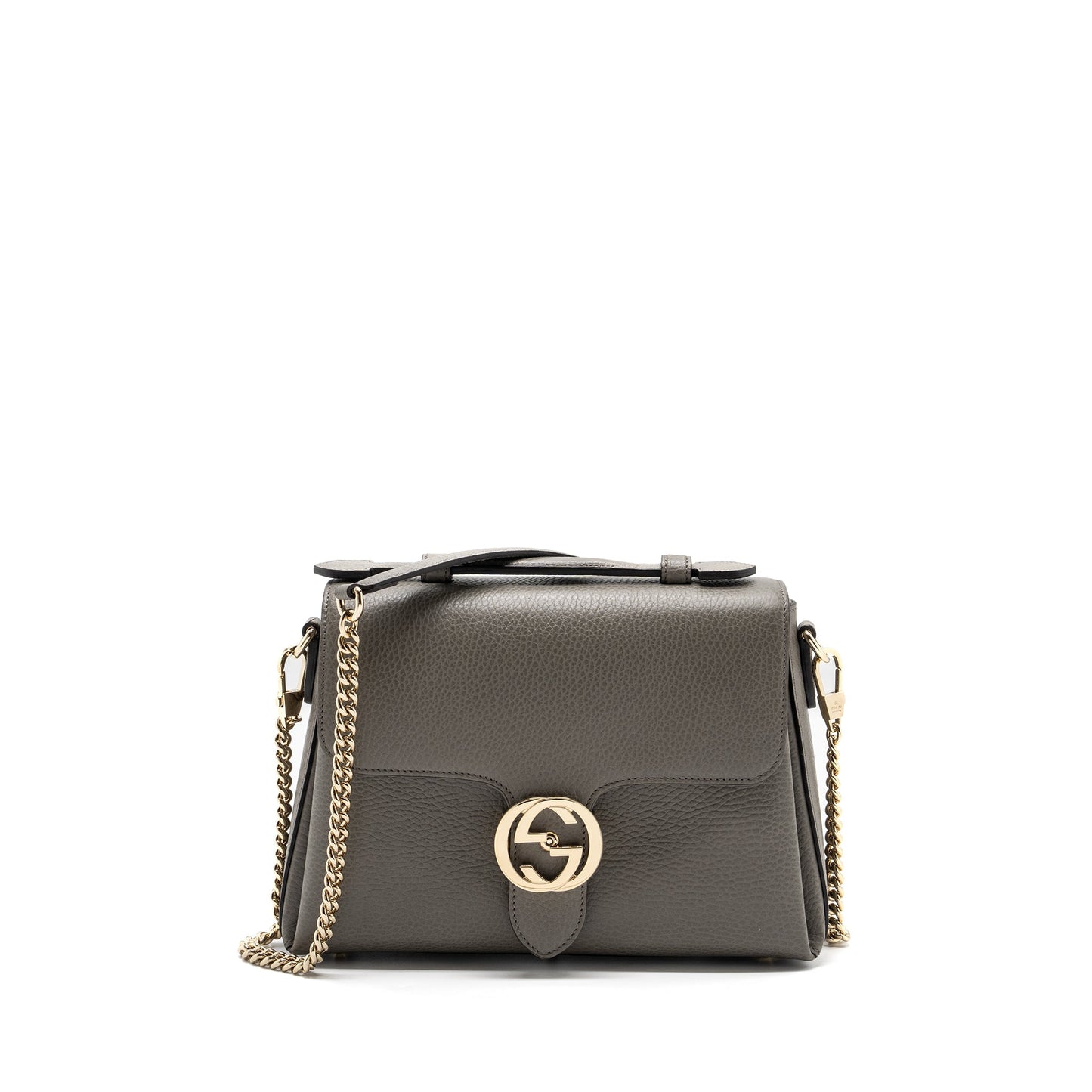 Gucci top handle messanger bag calfskin grey L