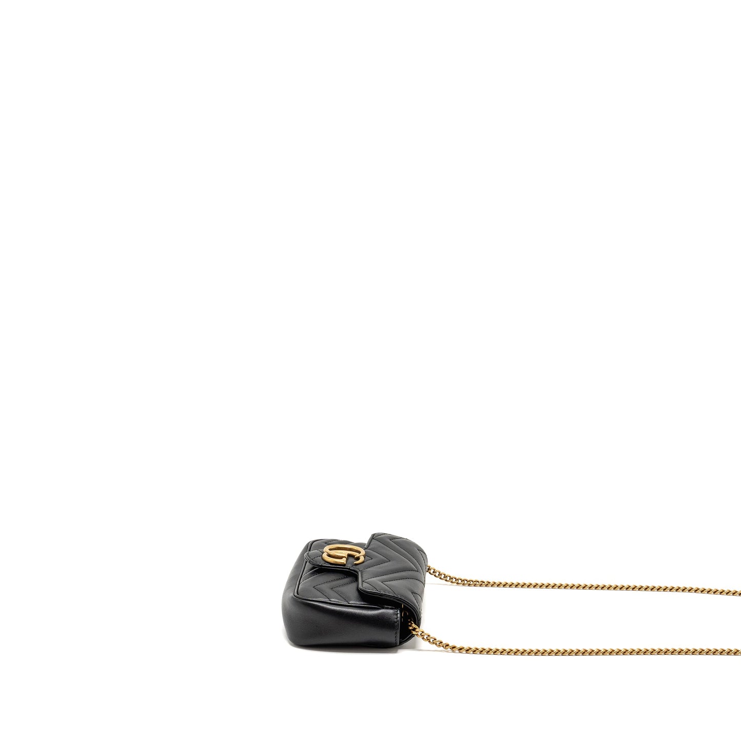 GUCCI Super Mini GG Marmont Calfskin Black