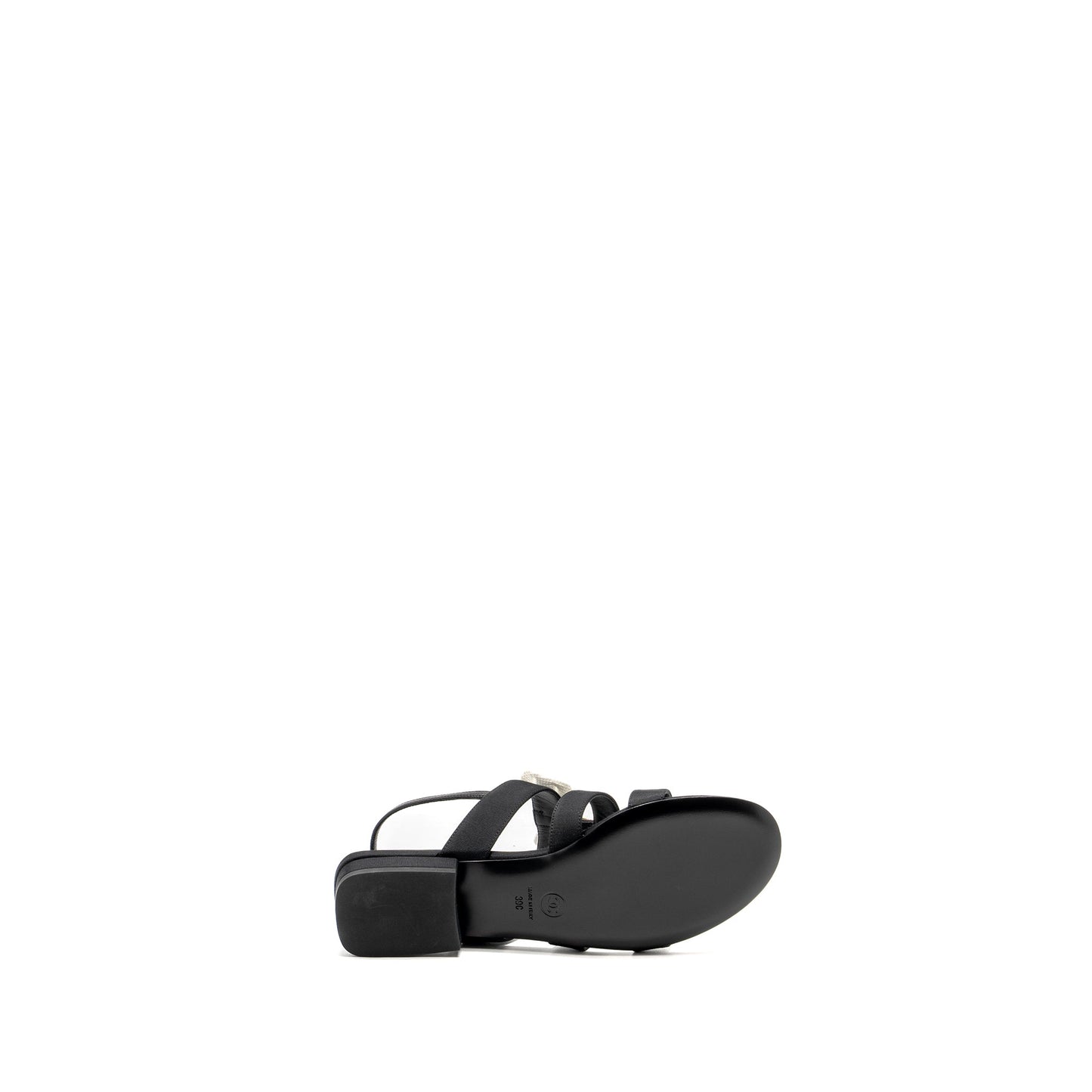 Chanel Size 39 21K Grosgrain Chain CC Logo With White Bow Sandals Black L