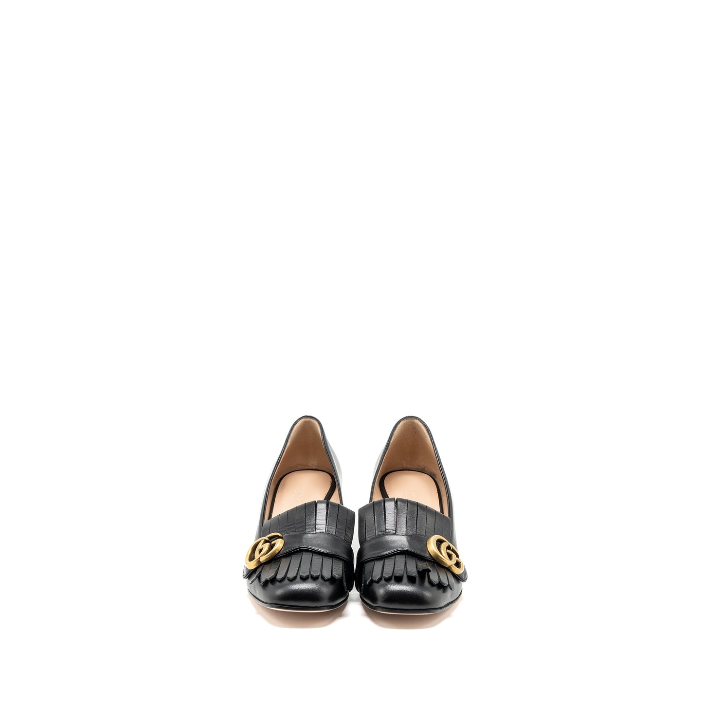 Gucci size 38 marmont loafer pumps calfskin black