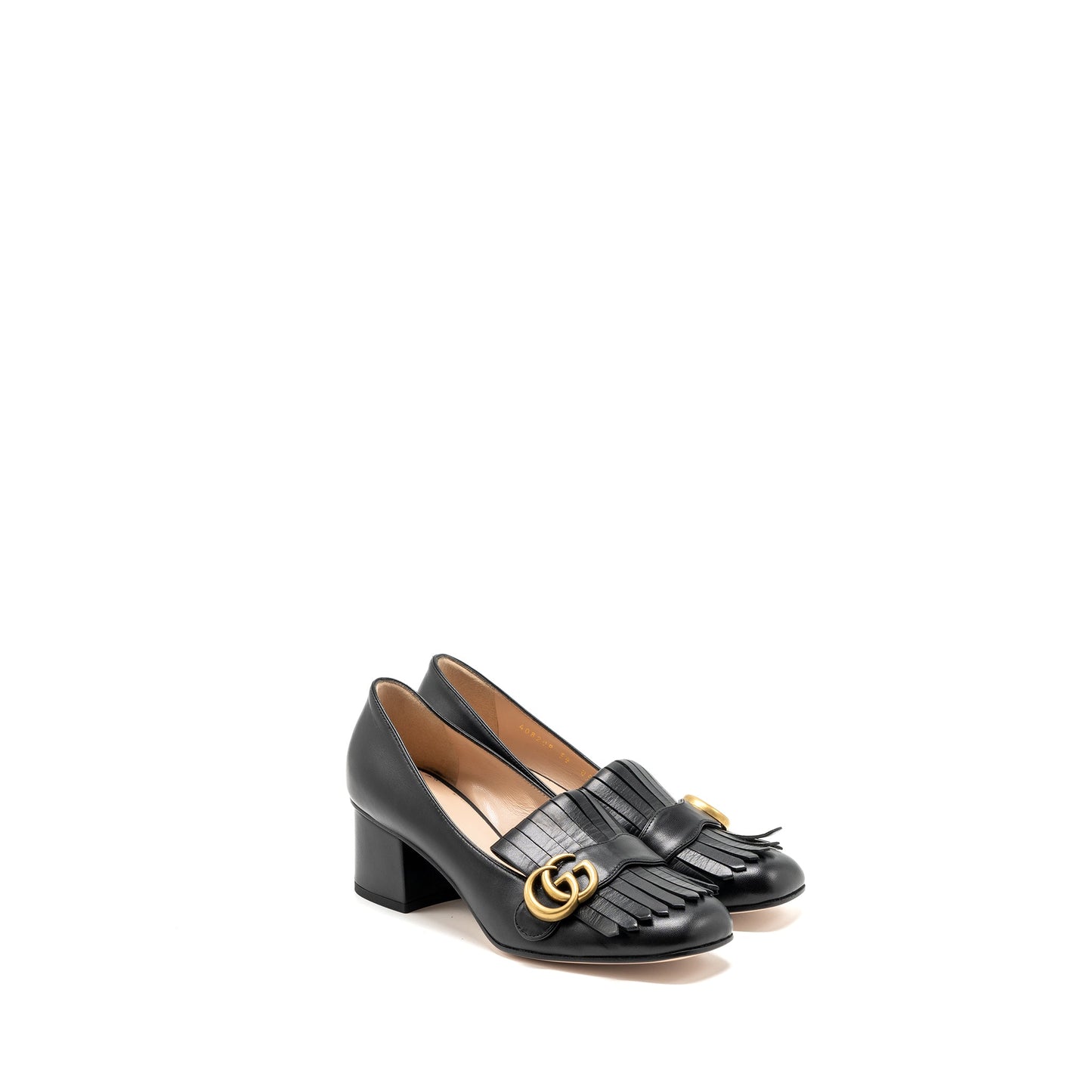 Gucci size 38 marmont loafer pumps calfskin black