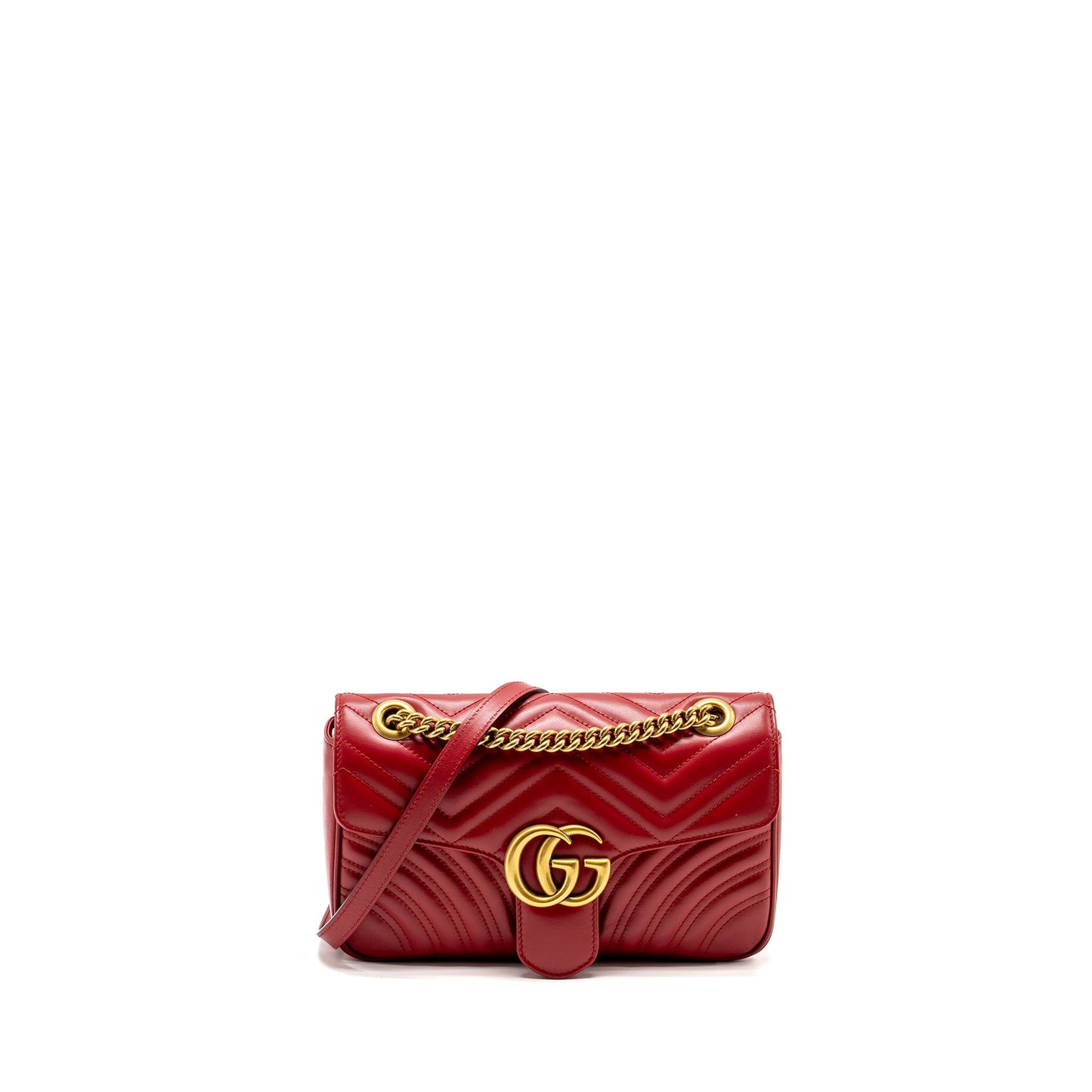 Gucci Small GG Marmont Bag Calfskin Red Brushed