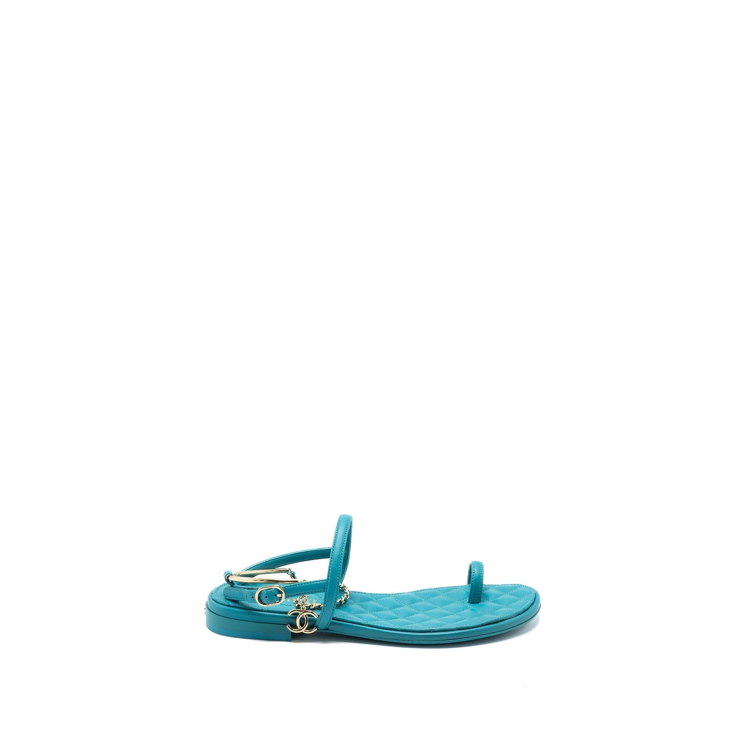 Chanel Size 38 Sandals Leather Green L