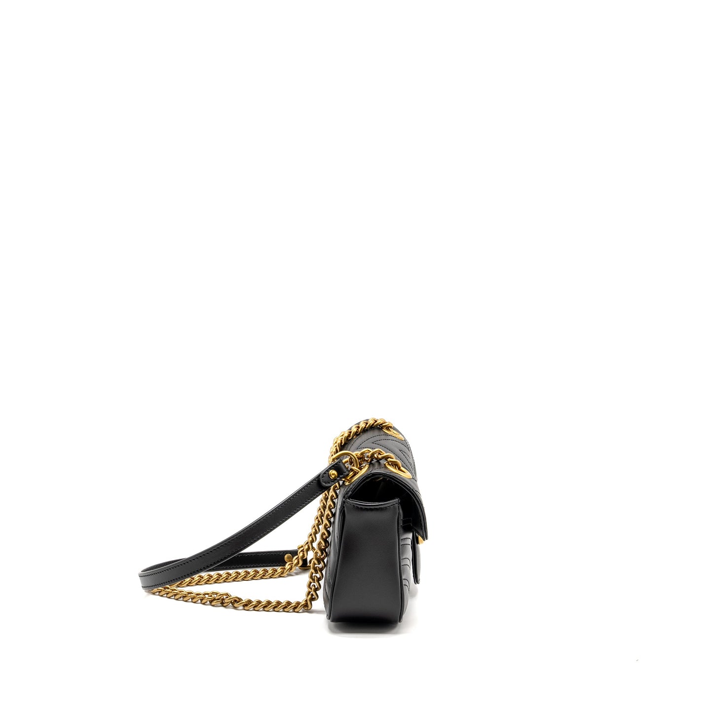 Gucci Mini GG Marmont Shoulder Bag Calfskin Black