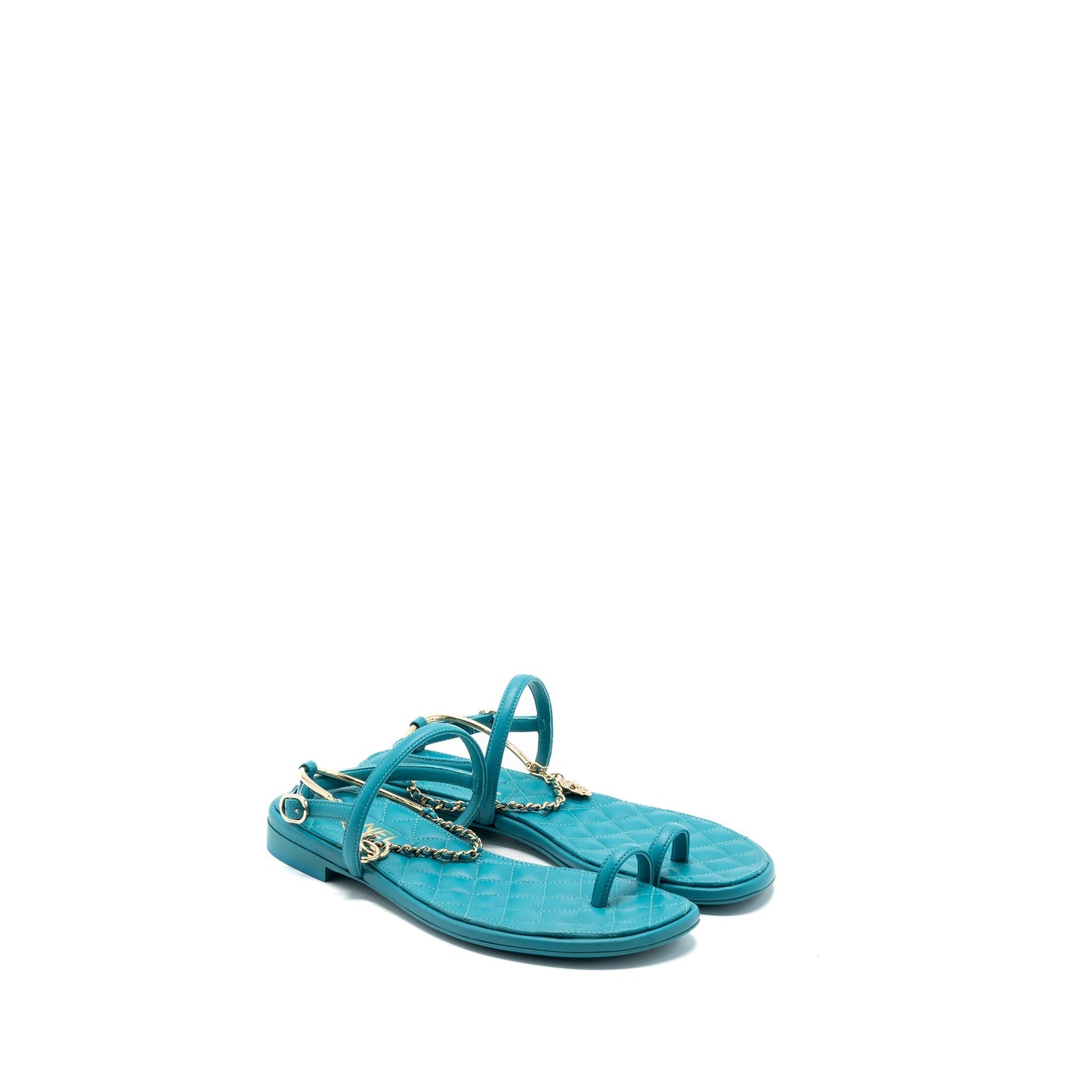 Chanel Size 38 Sandals Leather Green L