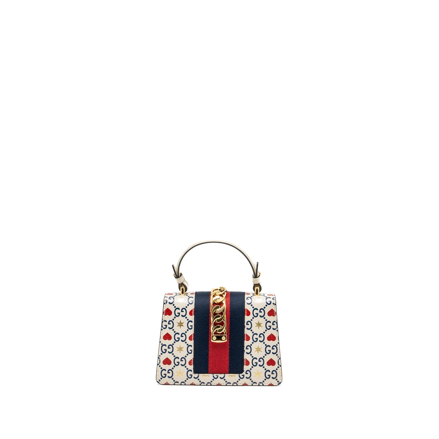 Gucci Mini top handle Sylvie tote bag with heart print limited white multicolor