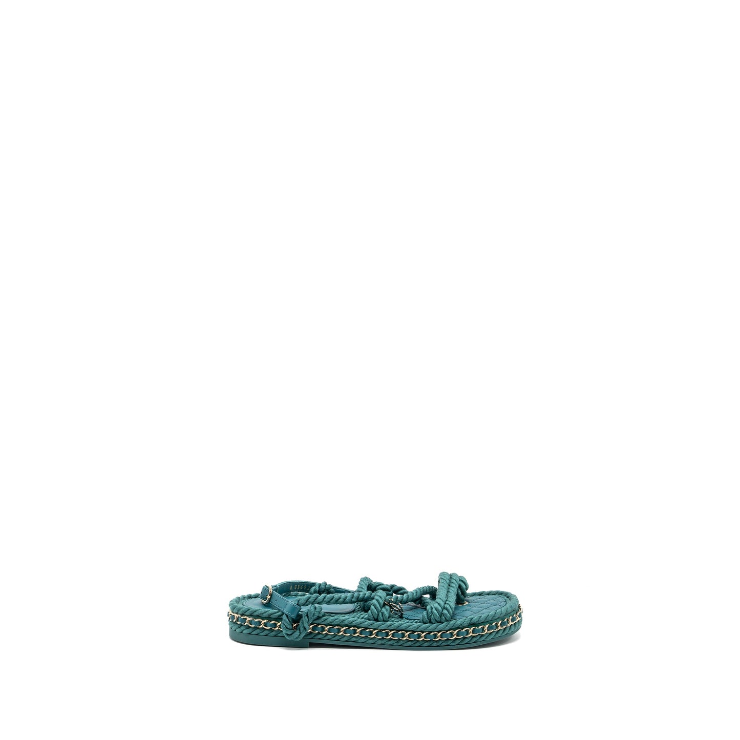 Chanel Size 38 21c Sandals Cord Green L