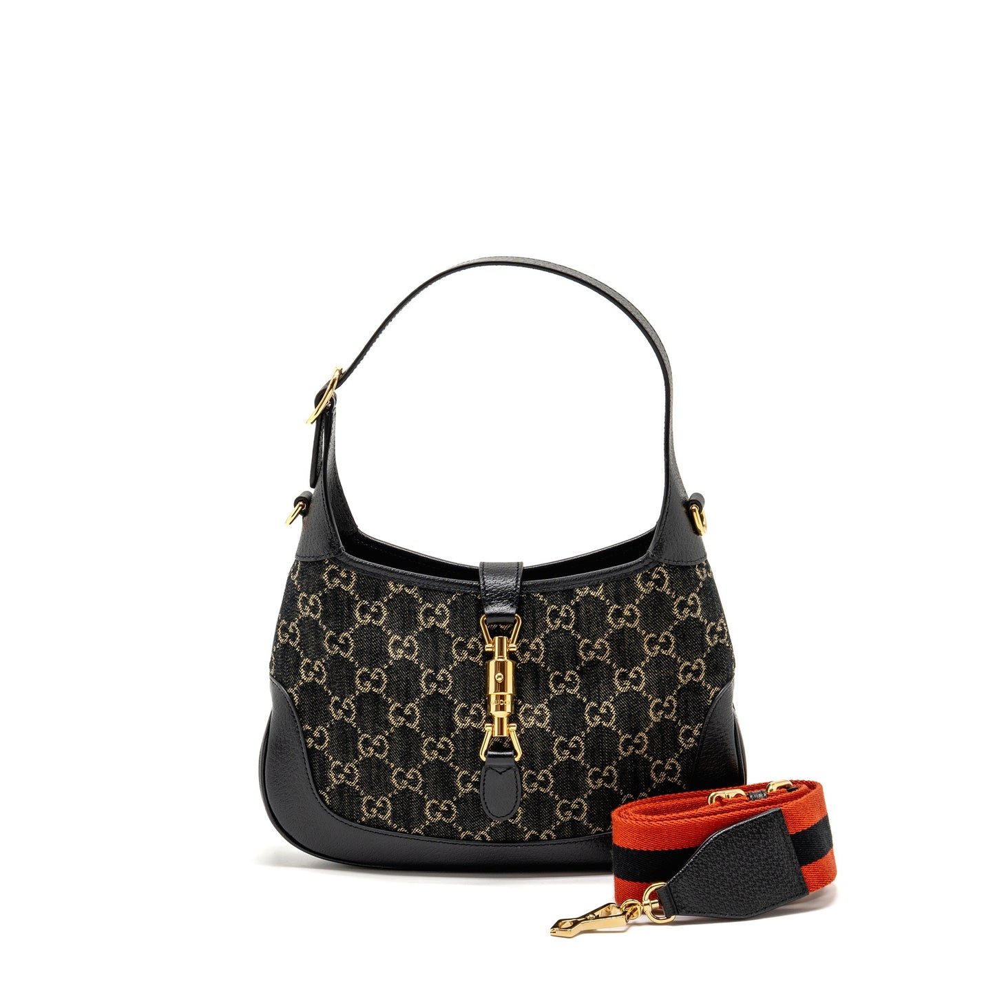 Gucci Jackie 1961 Small Shoulder Bag Denim/Leather Black