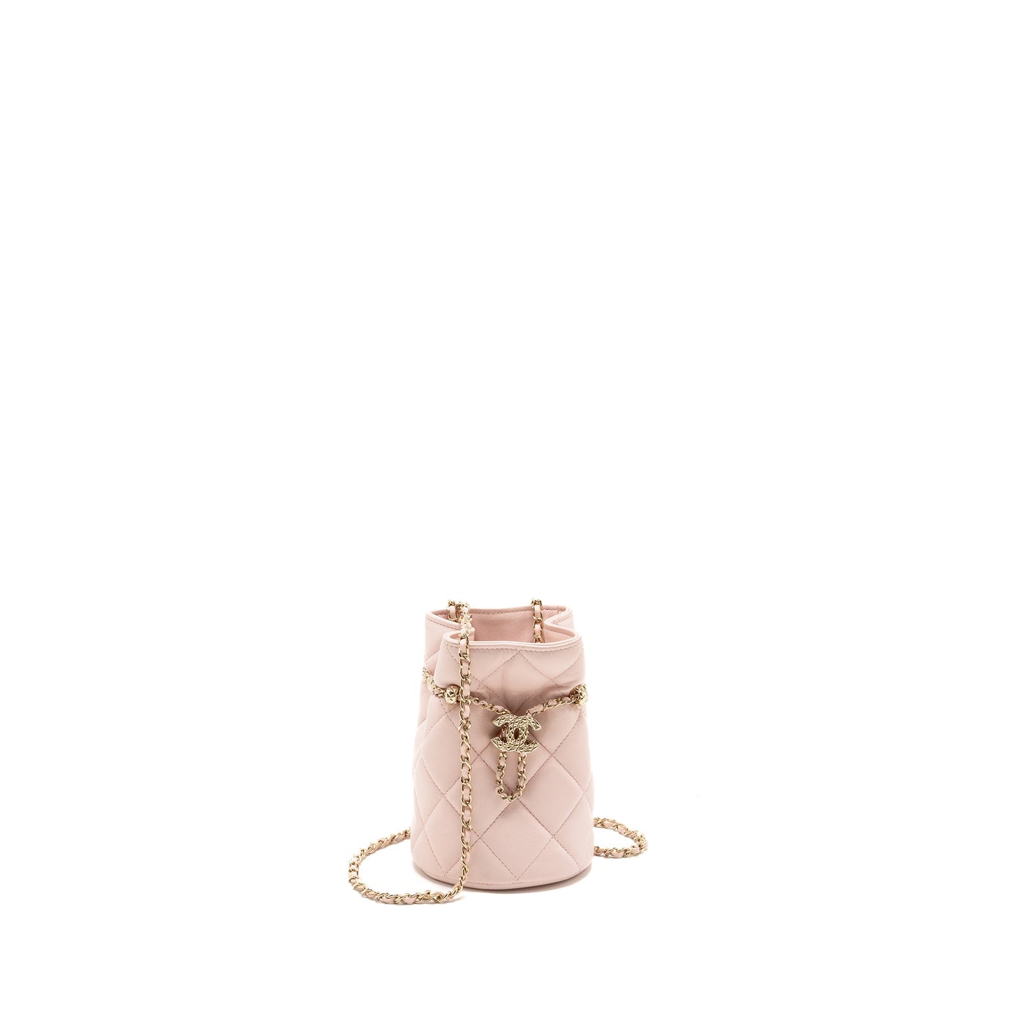 Chanel Mini Drawstring Bucket Bag Lambskin Pink L