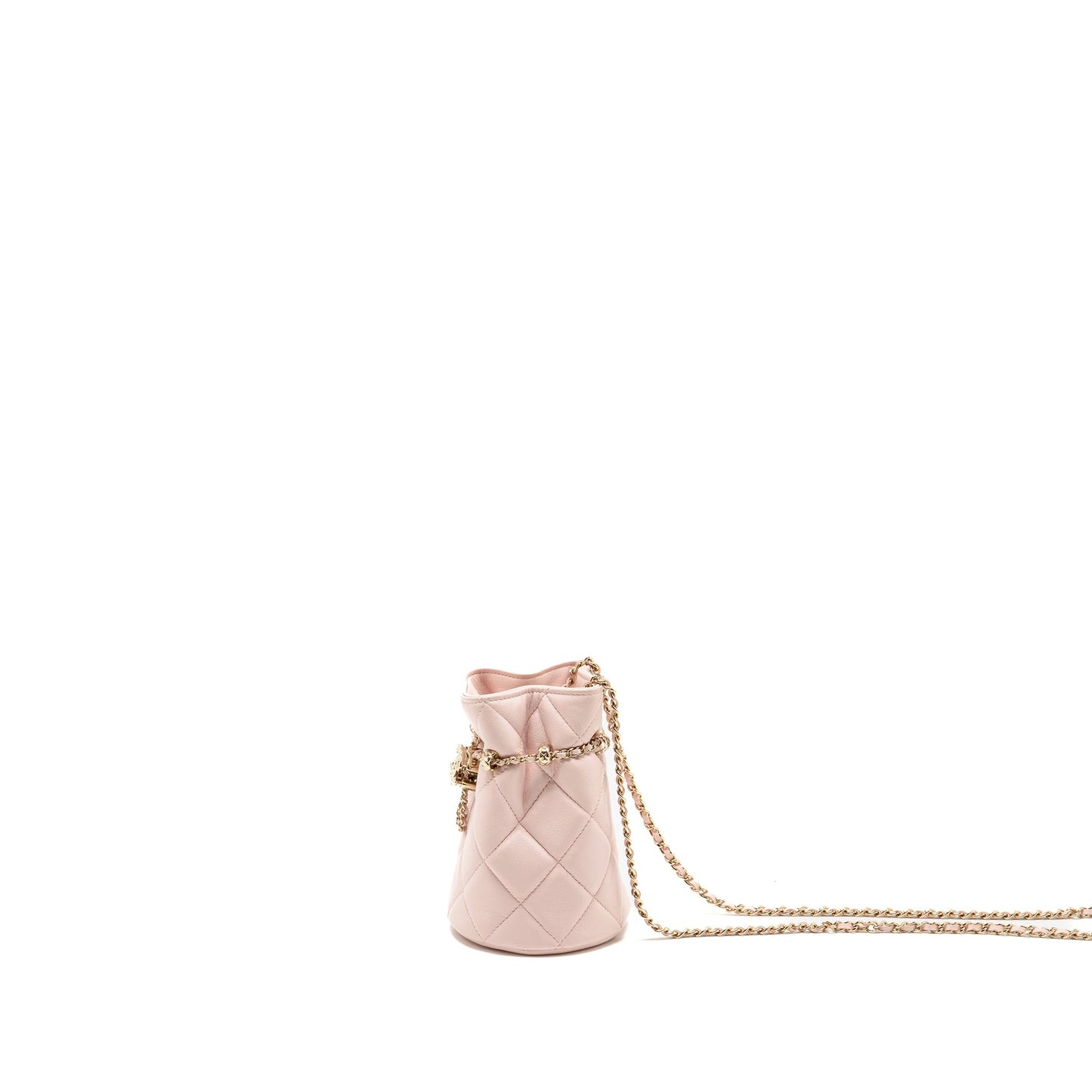 Chanel Mini Drawstring Bucket Bag Lambskin Pink L