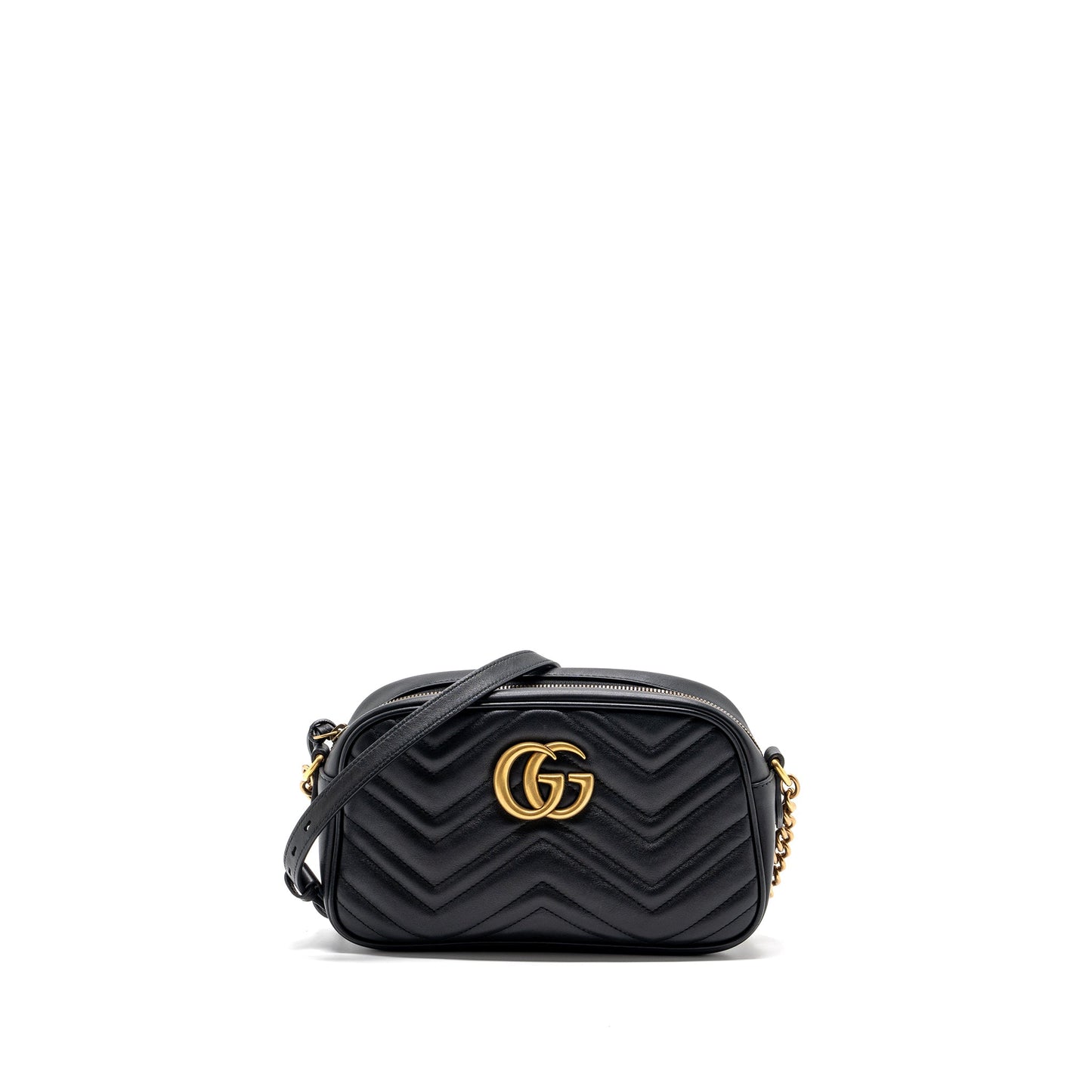 Gucci GG marmont matelasse camera shoulder bag leather black