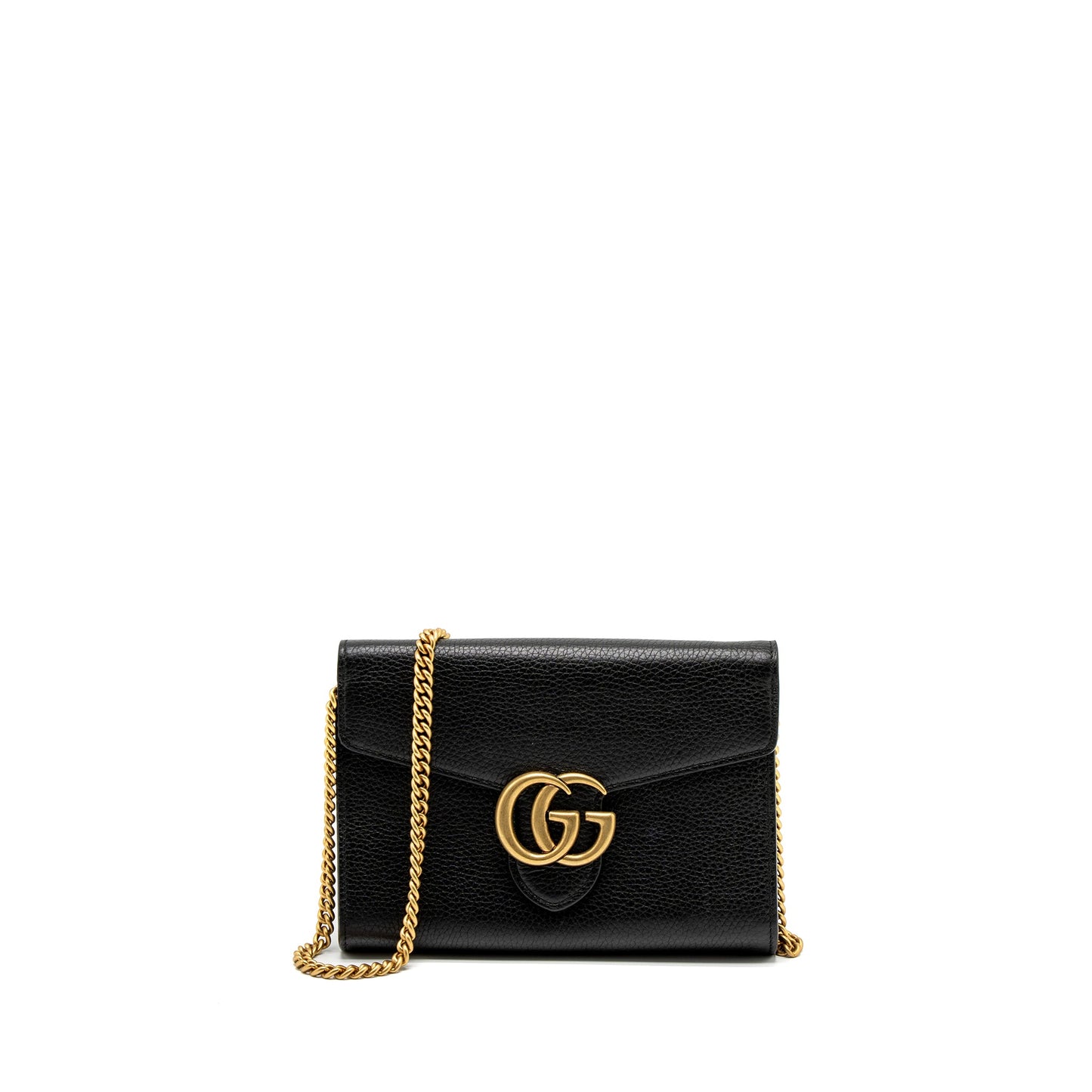 Gucci Marmont Wallet On Chain Calfskin Black Brushed