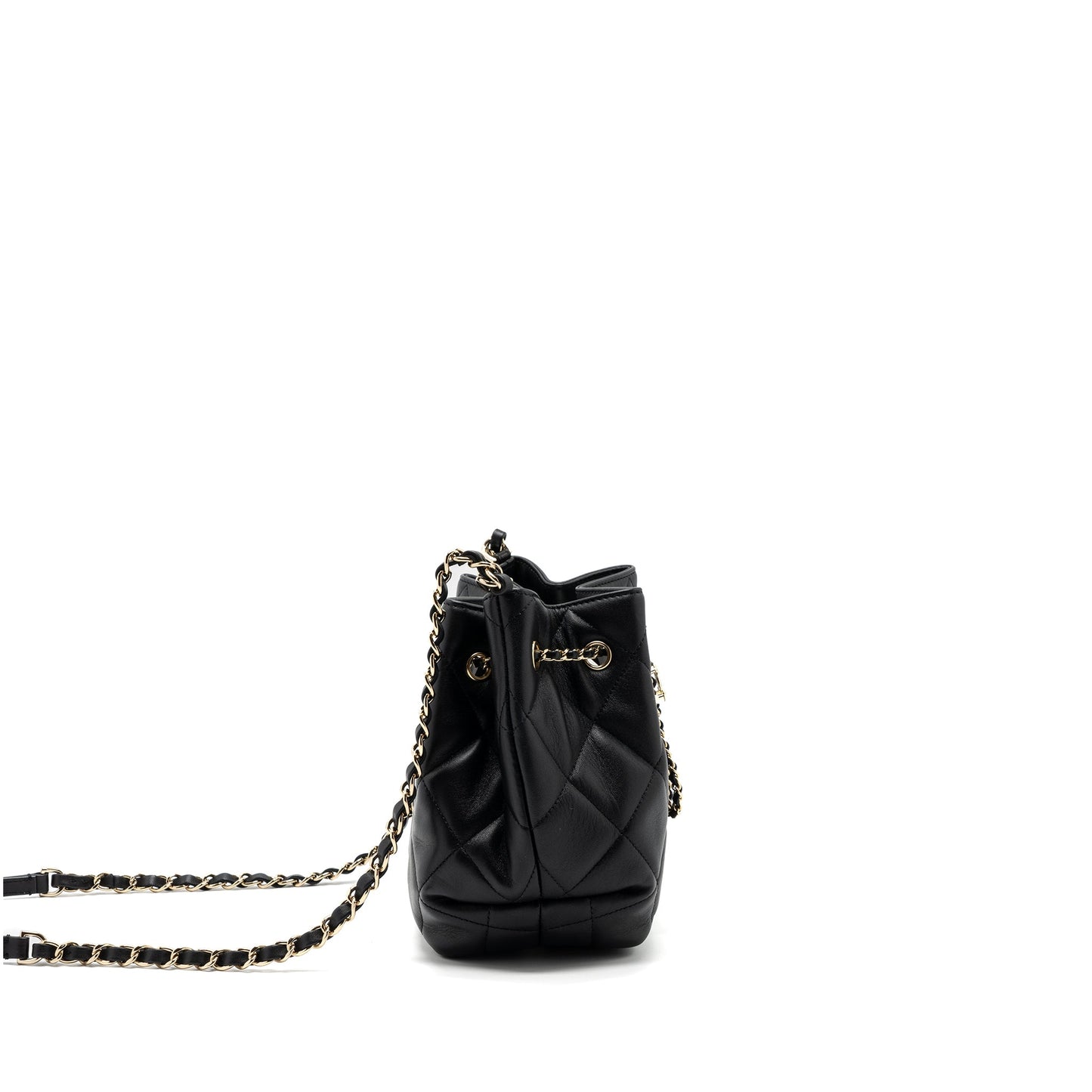 Chanel Drawstring Bucket Bag Calfskin Black L