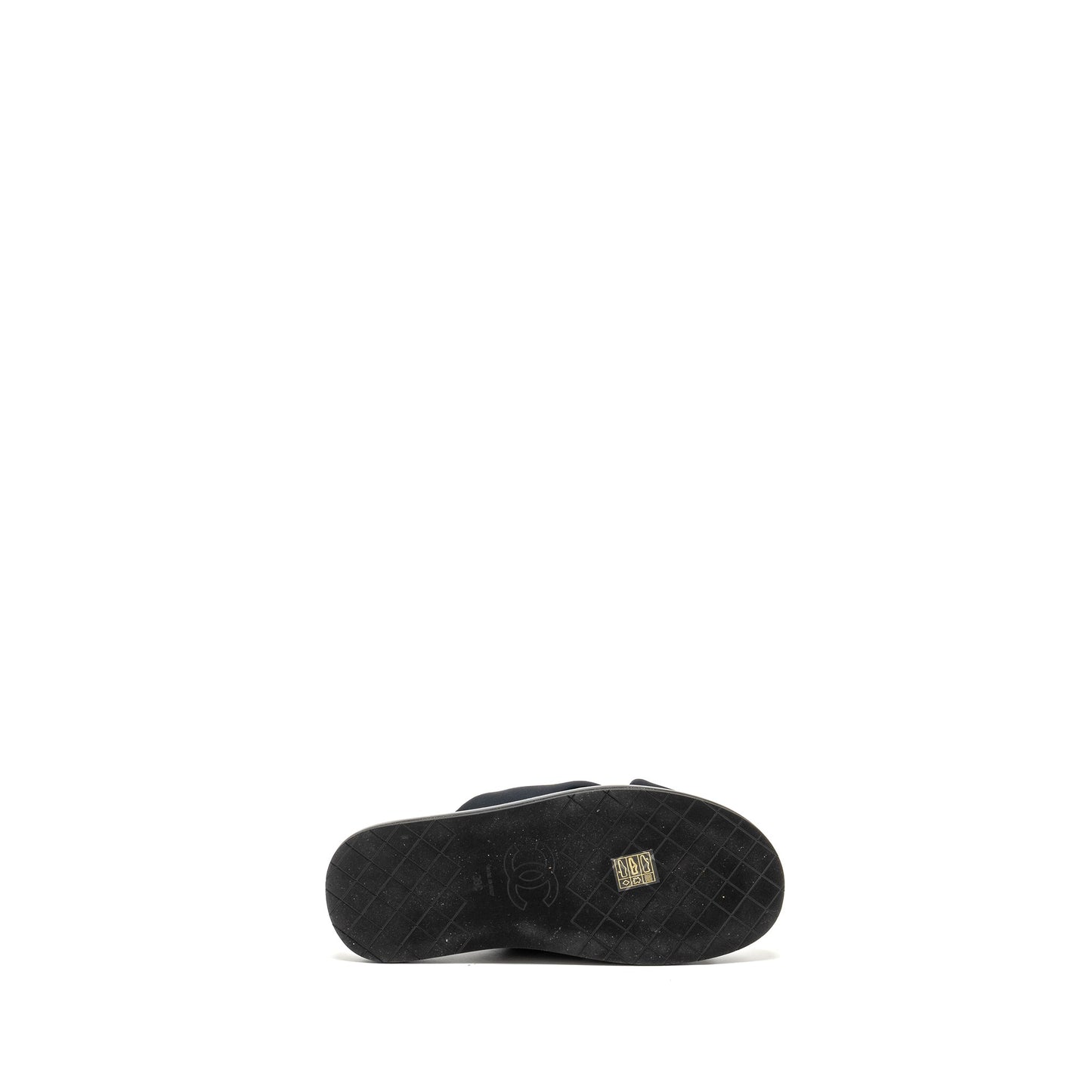 Chanel Size 38 CC Puffy Mule Sandals Fabric/Leather Black