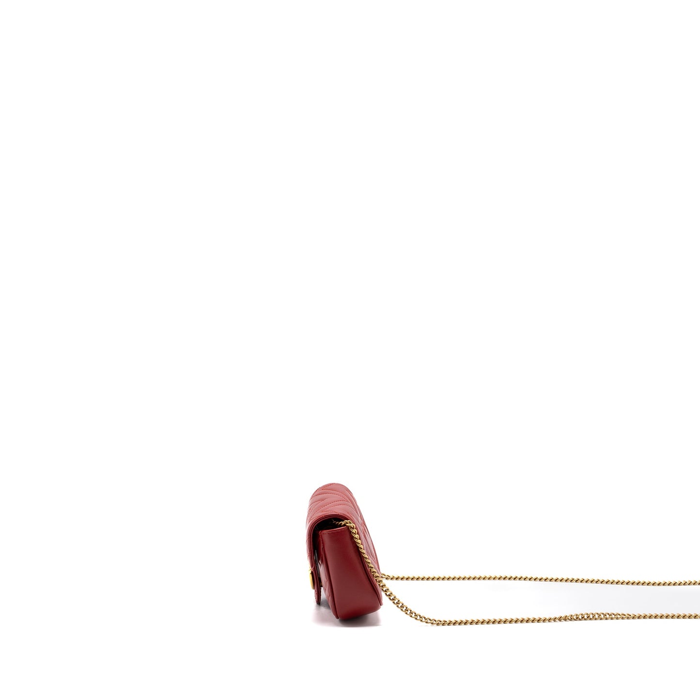 Gucci Marmont super mini matelass� chevron Calfskin red