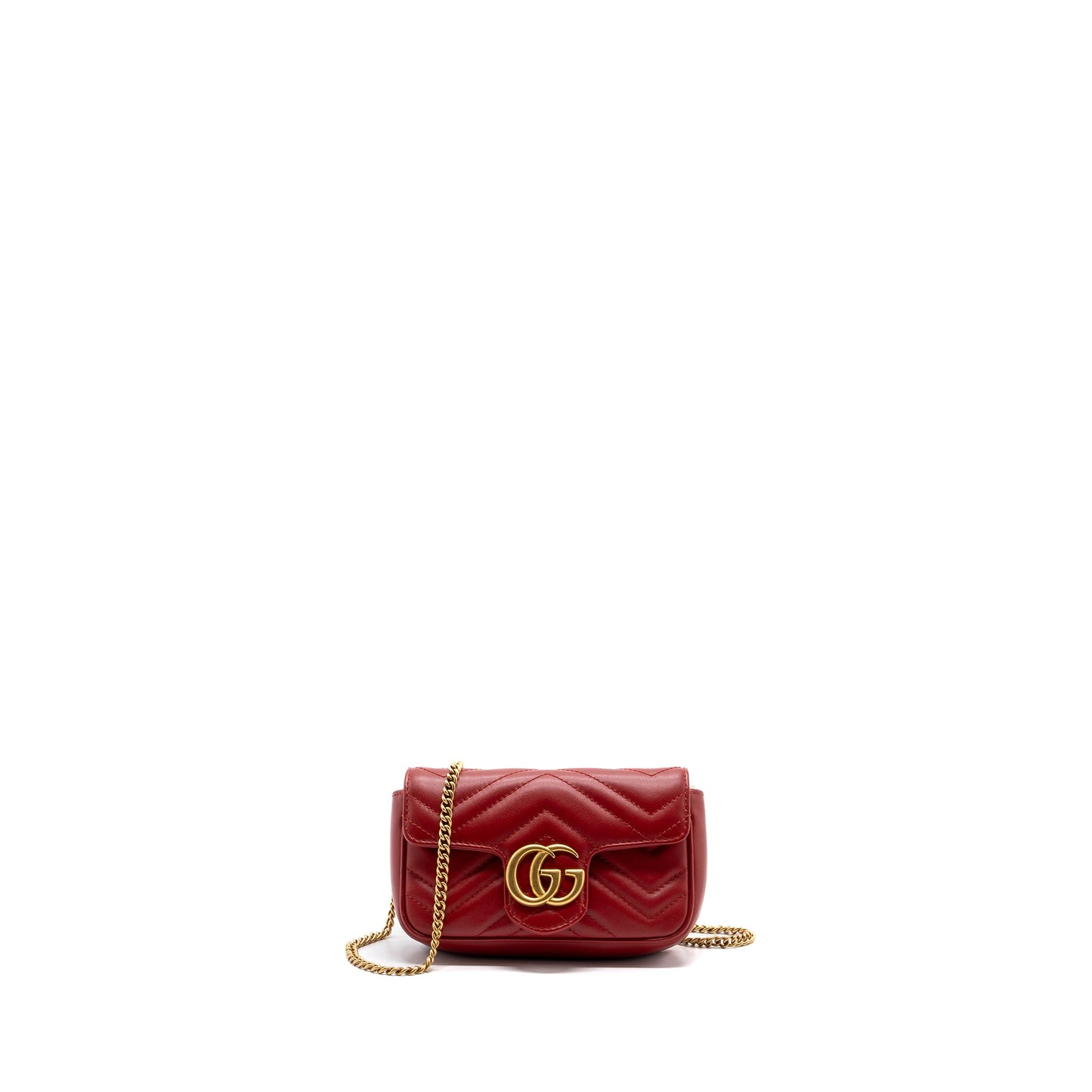 Gucci Marmont super mini matelass� chevron Calfskin red