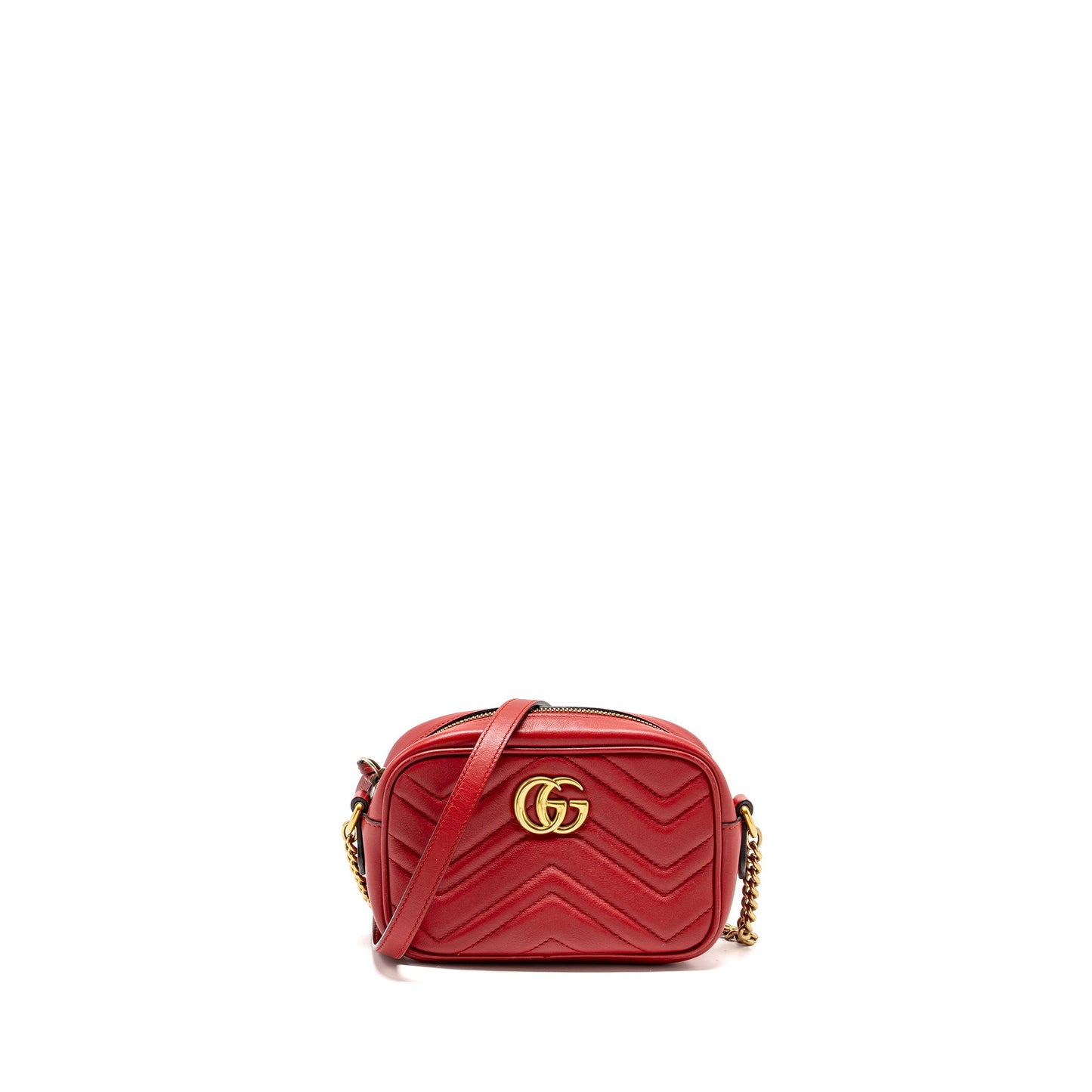 Gucci GG Marmont Matelasse Camera Bag Red Leather Red