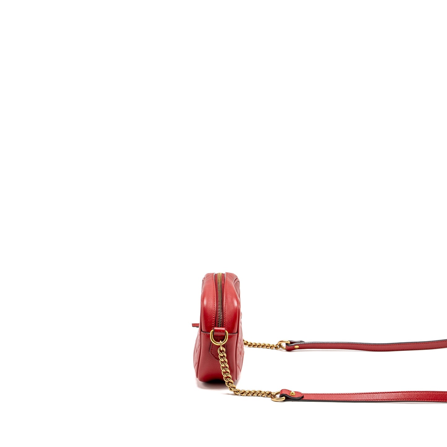Gucci GG Marmont Matelasse Camera Bag Red Leather Red