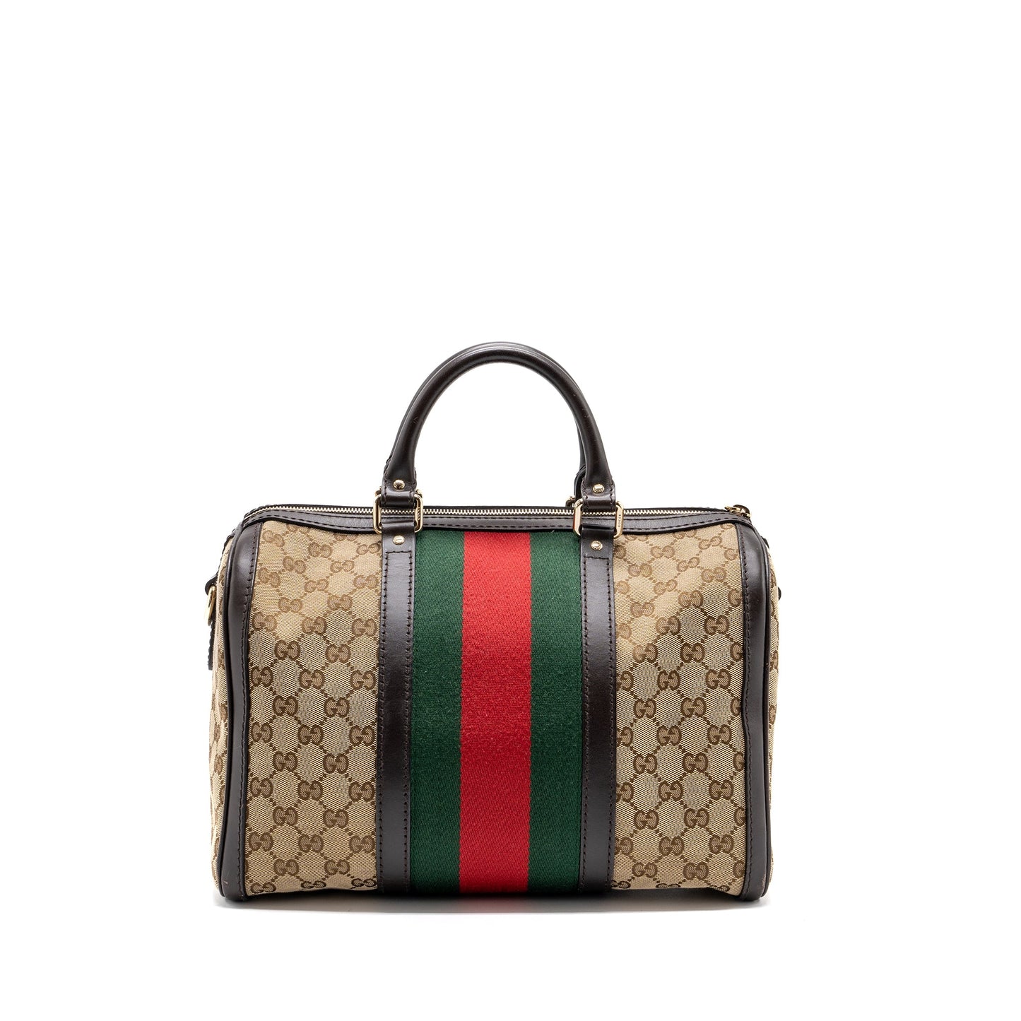 Gucci Boston Bag GG Supreme Canvas brown L