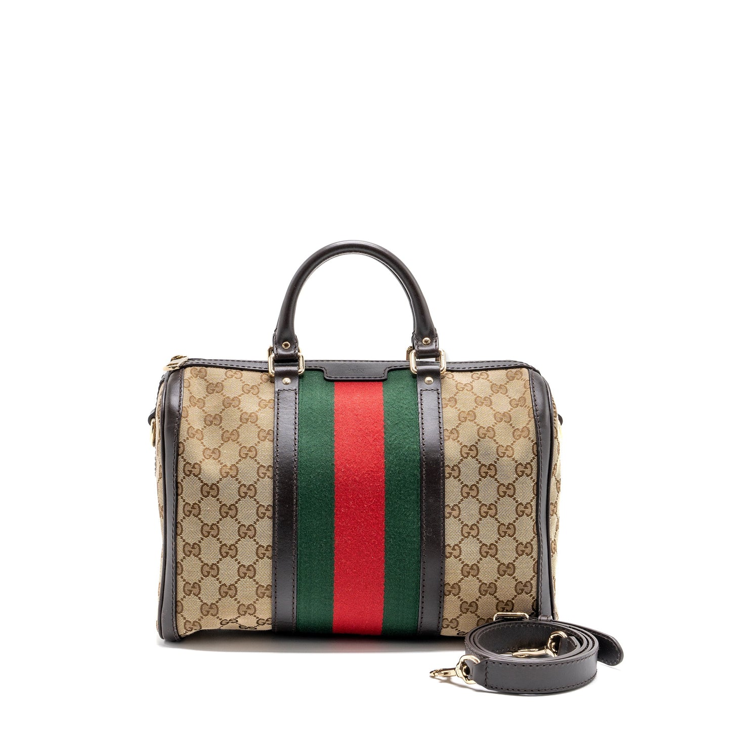 Gucci Boston Bag GG Supreme Canvas brown L