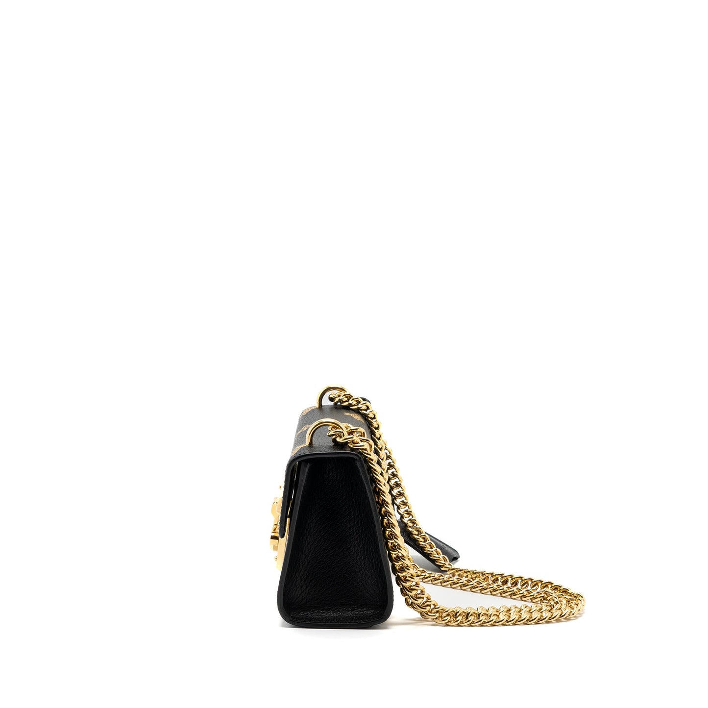 Gucci padlock chain bag bee print calfskin black