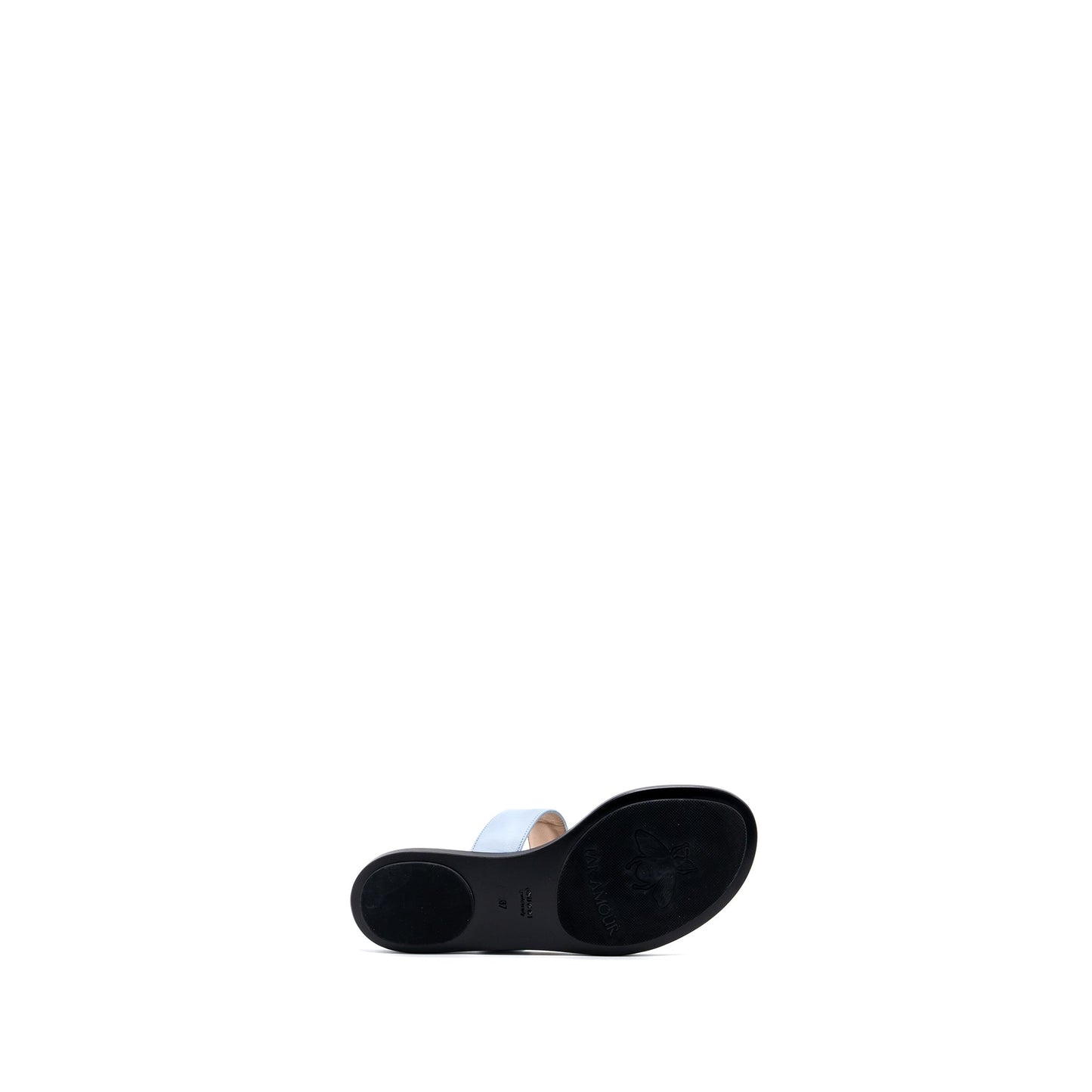 Gucci Size 37 Leather Thong Sandal With Double G Leather Light Blue SHW