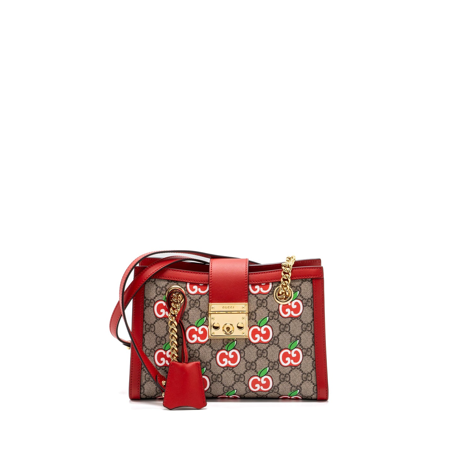 Gucci small Padlock shoulder bag GG supreme canvas red
