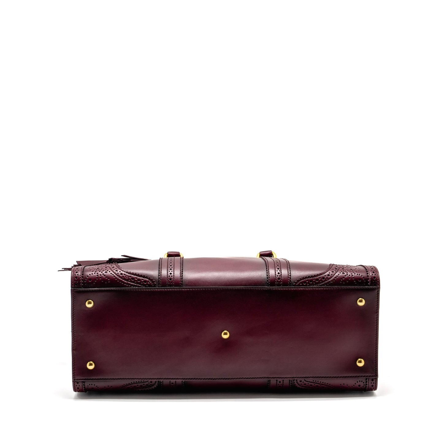Gucci Vintage Duilio Brogue Boston Bag Calfskin Burgundy