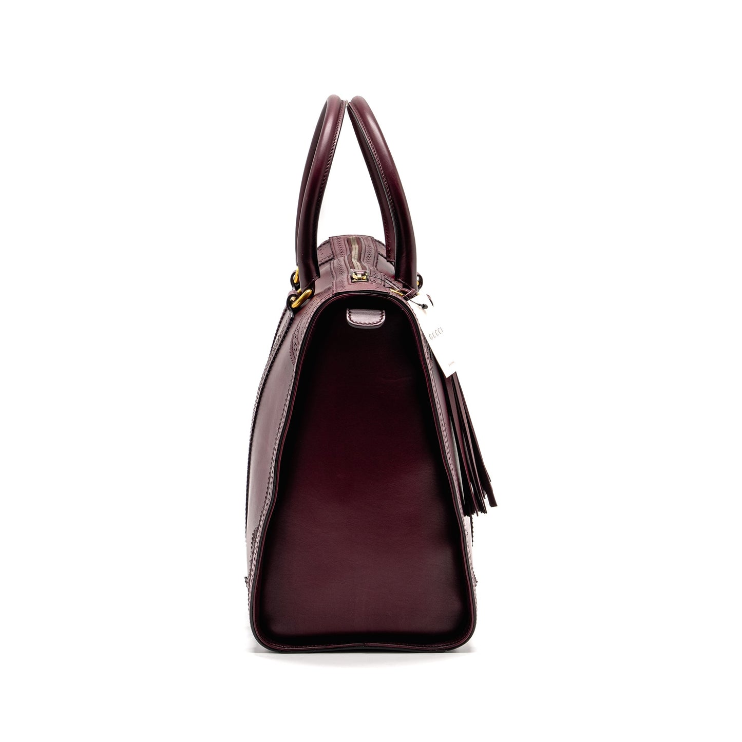 Gucci Vintage Duilio Brogue Boston Bag Calfskin Burgundy