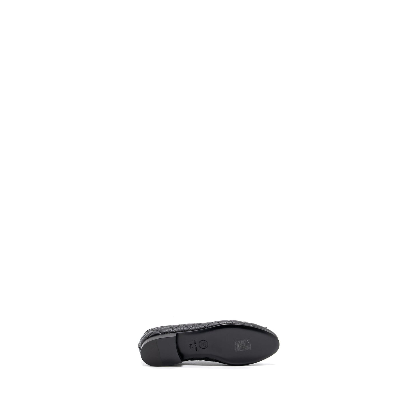 Chanel Size 34 Ballerina Quilted flat Shoes Calfskin Black
