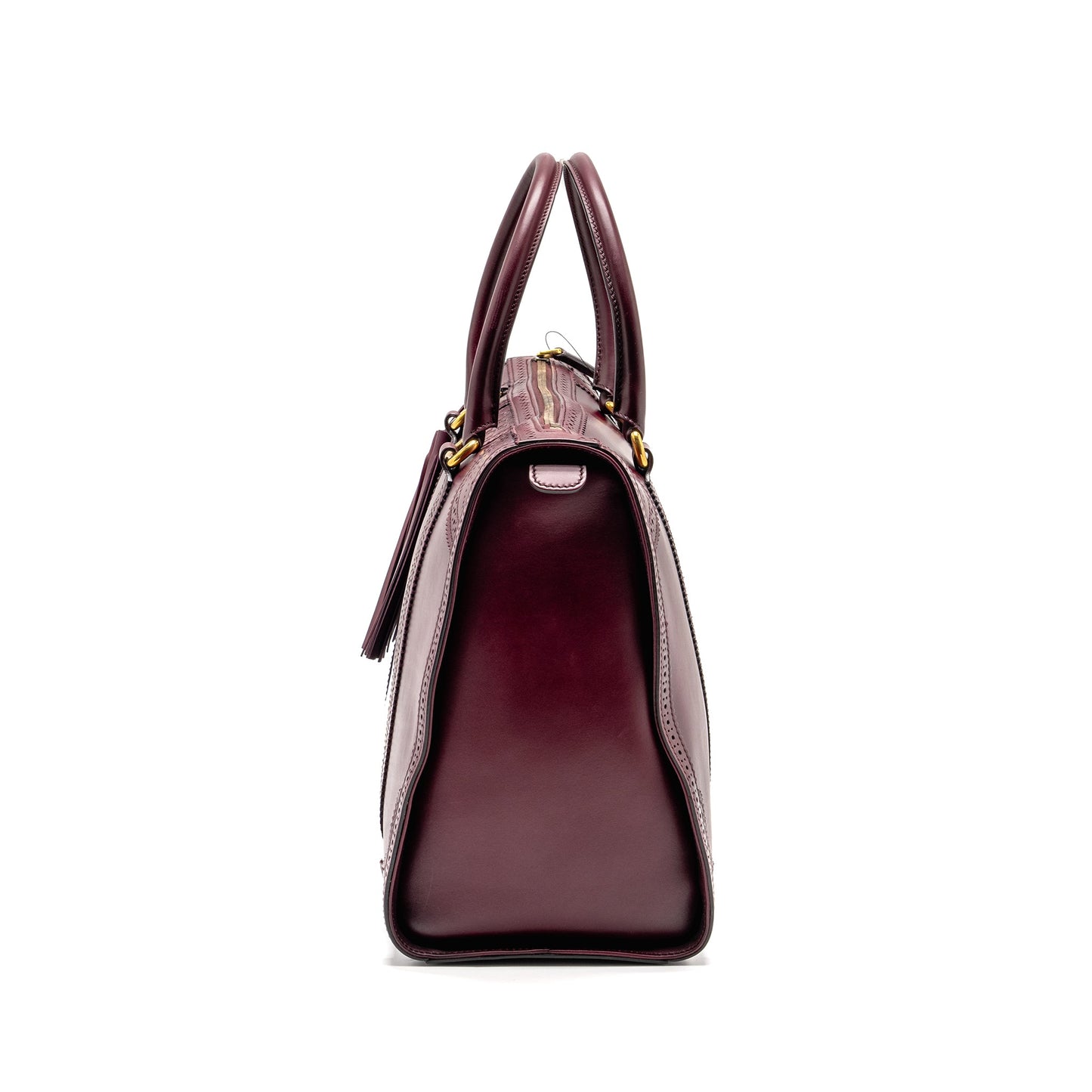 Gucci Vintage Duilio Brogue Boston Bag Calfskin Burgundy