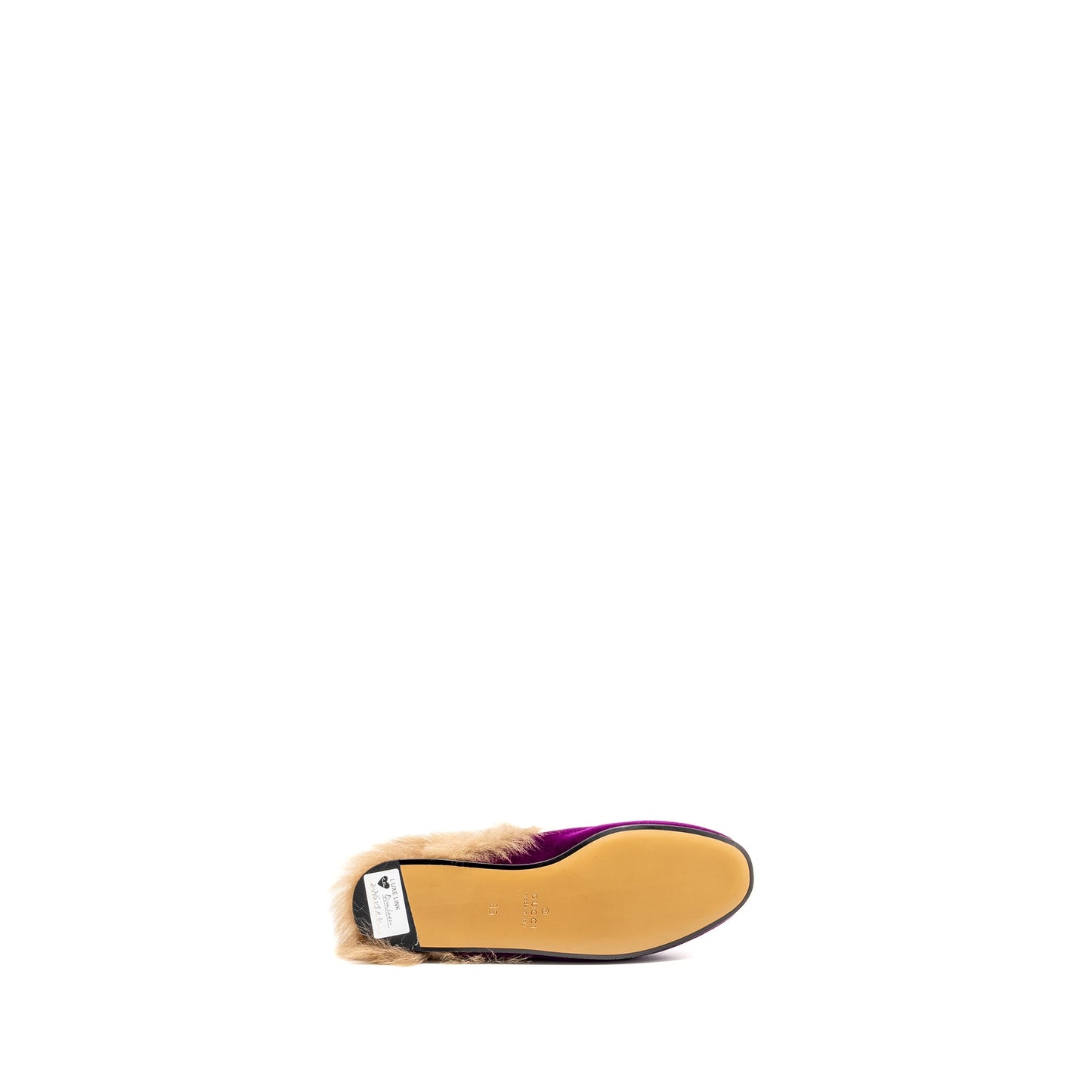 GUCCI Size 35 Horsebit Princetown Fur Slipper Velvet Purple