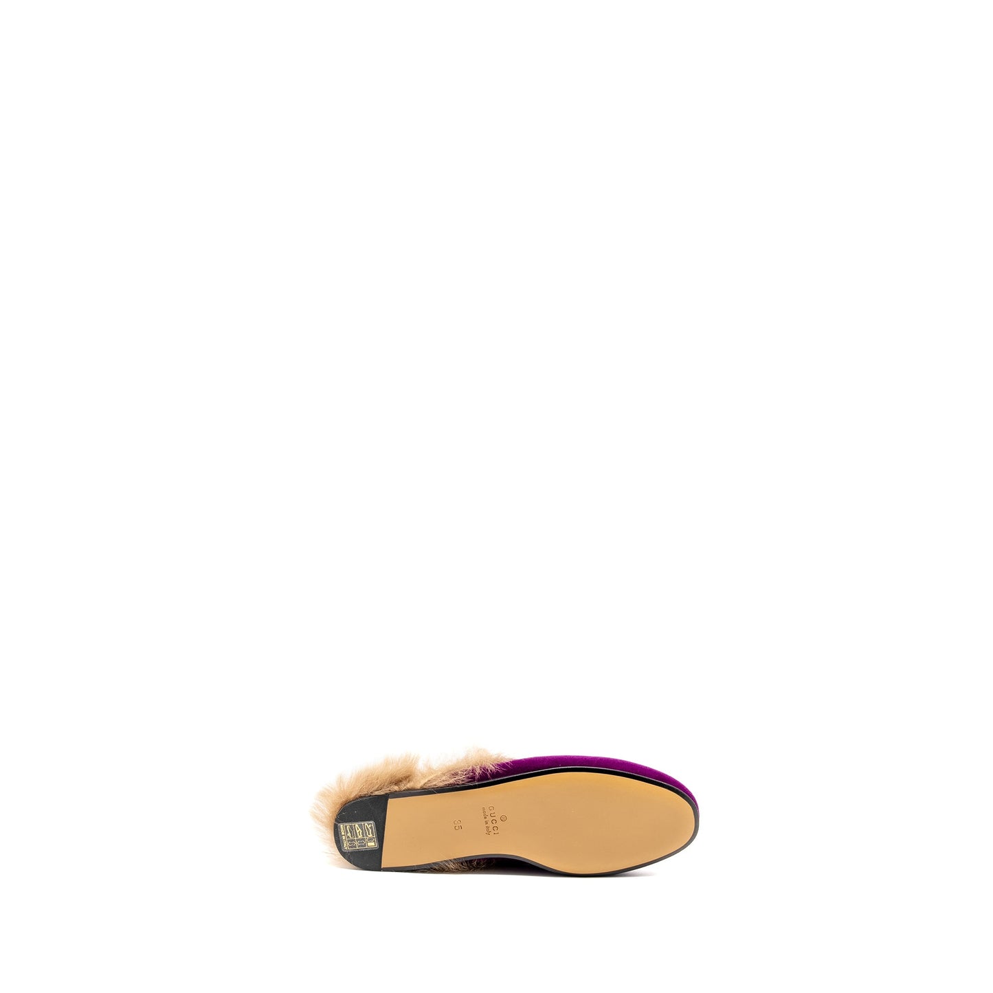 GUCCI Size 35 Horsebit Princetown Fur Slipper Velvet Purple