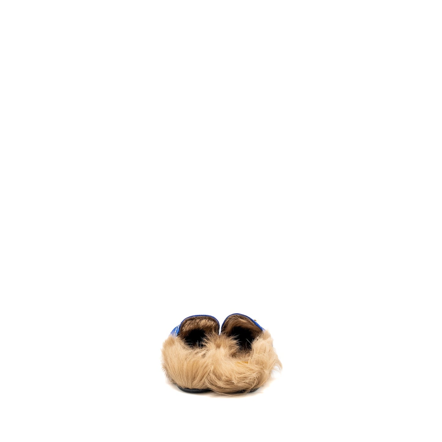 Gucci Size 36.5 Horsebit Princetown Fur Slipper Velvet Blue