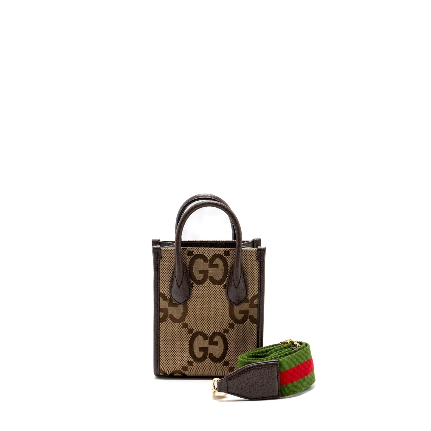 Gucci MINI JUMBO GG TOTE BAG CANVAS / LEATHER CAMEL / EBONY