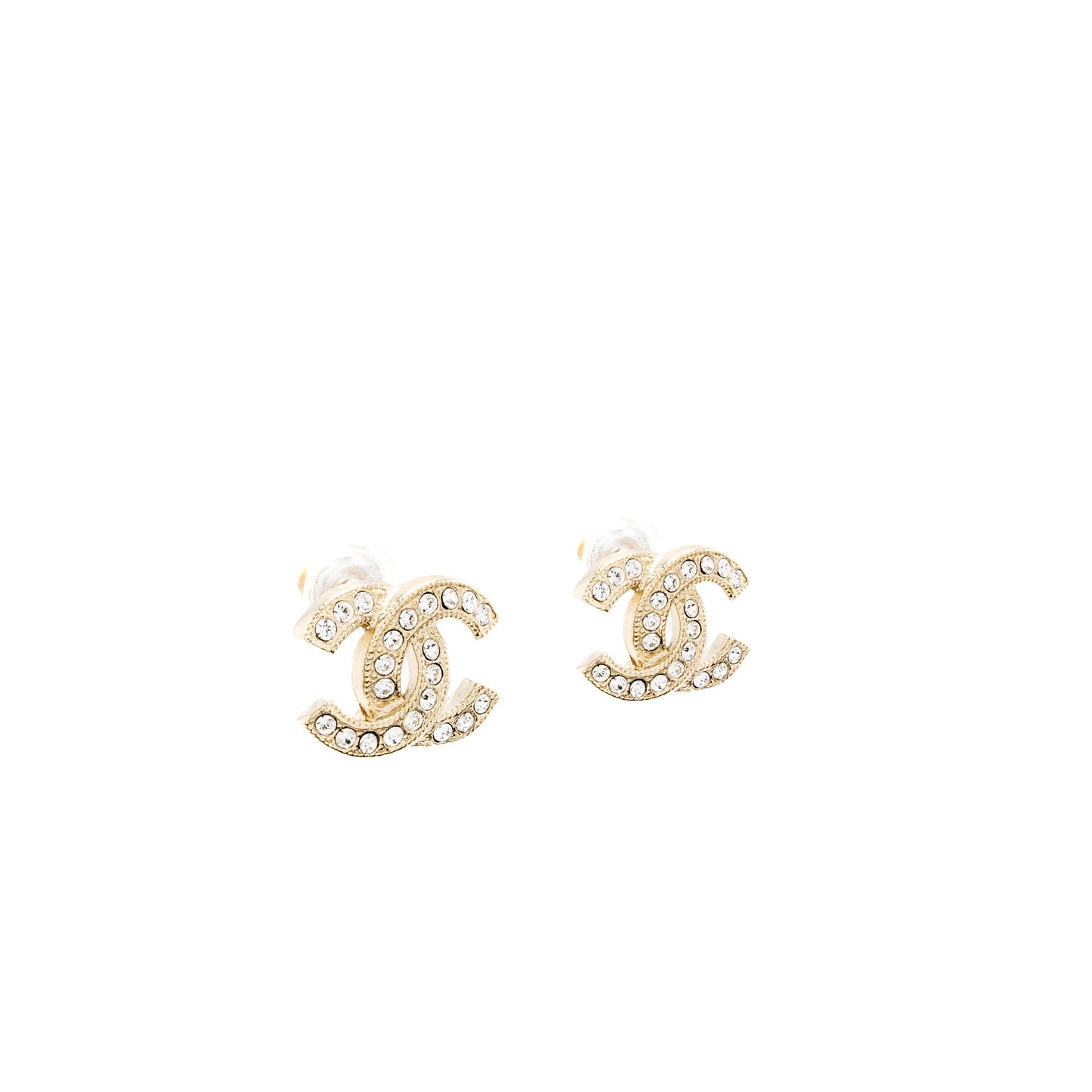 Chanel Classic CC Logo Earrings Crystal L