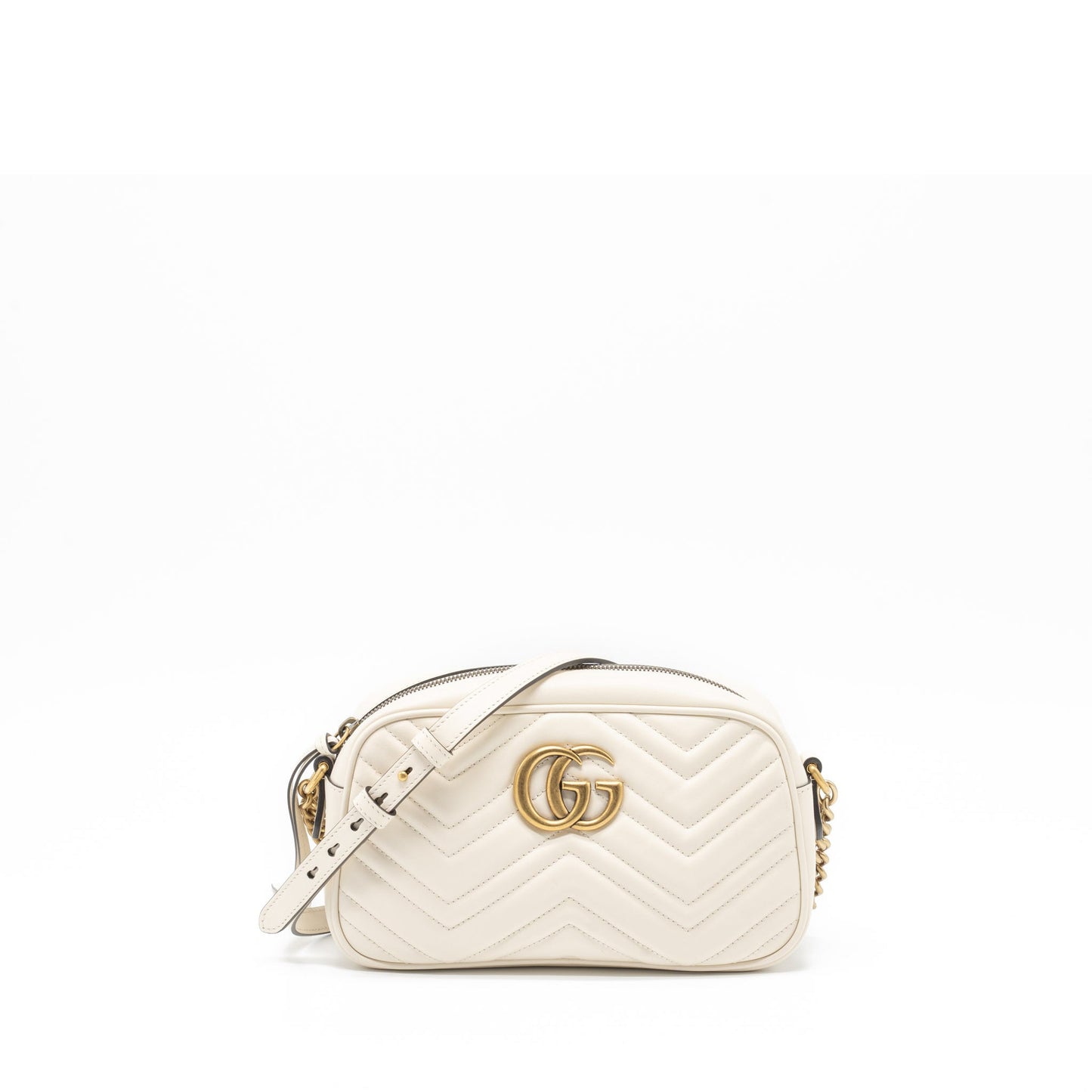 Gucci GG Marmont Camera Shoulder Bag Calfskin White