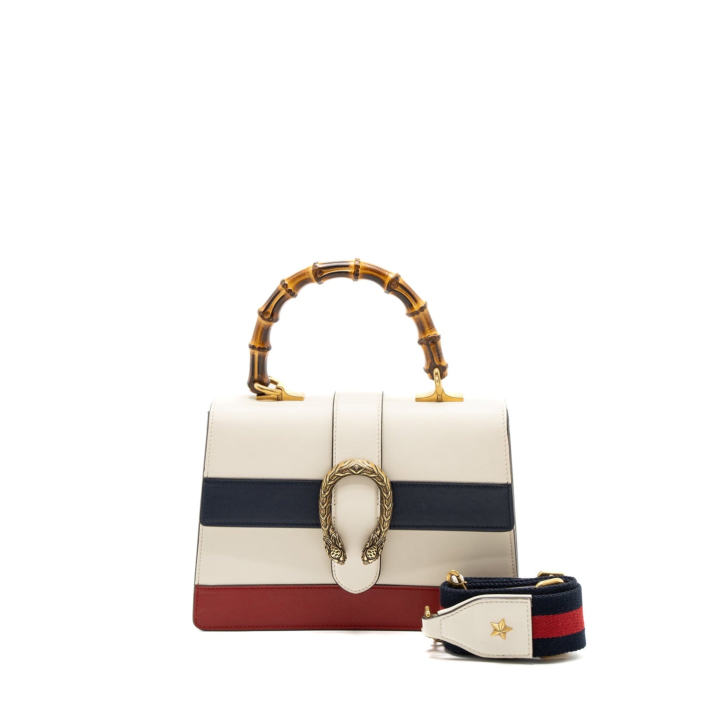 Gucci Bamboo Top Handle Dionysus Flap Bag Calfskin White/Multicolour