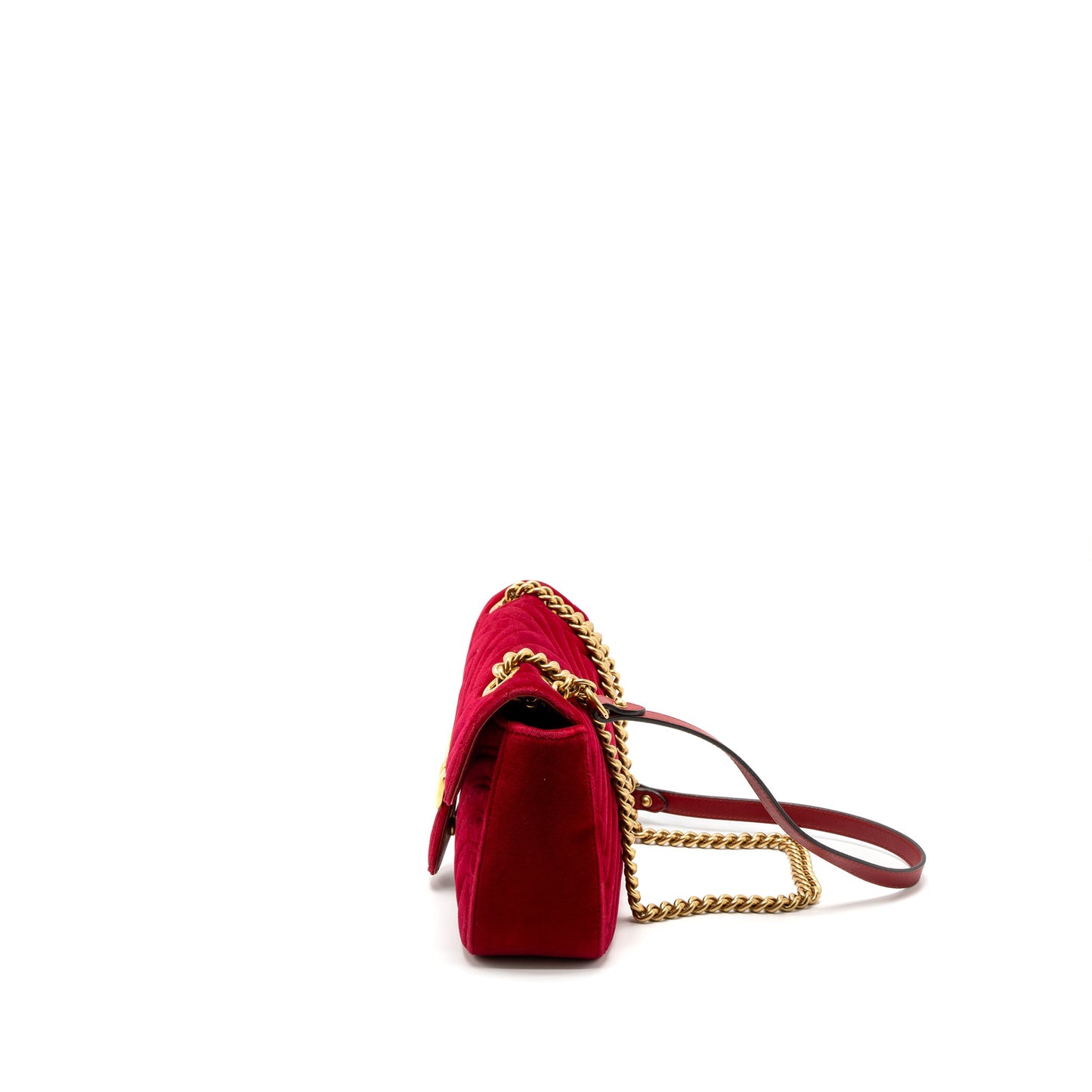Gucci Small GG Marmont Bag Velvet Red Brushed