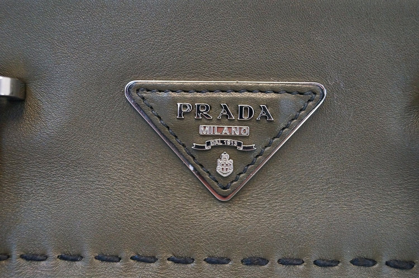 PRADA City Calf Leather Medium Topstitched Twin-Pocket Tote Bag