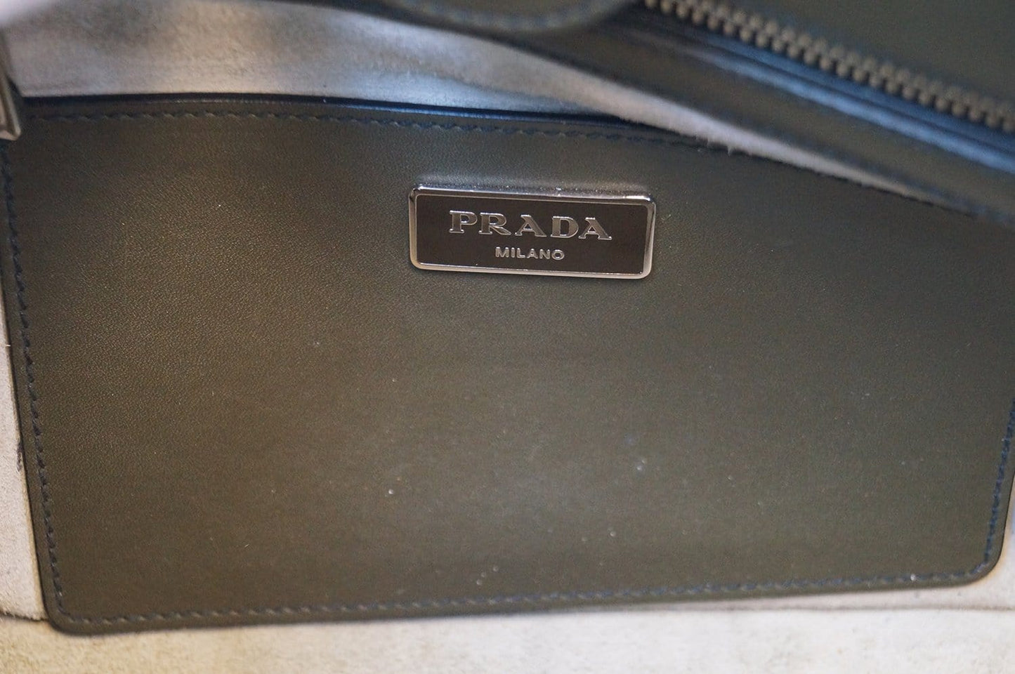 PRADA City Calf Leather Medium Topstitched Twin-Pocket Tote Bag