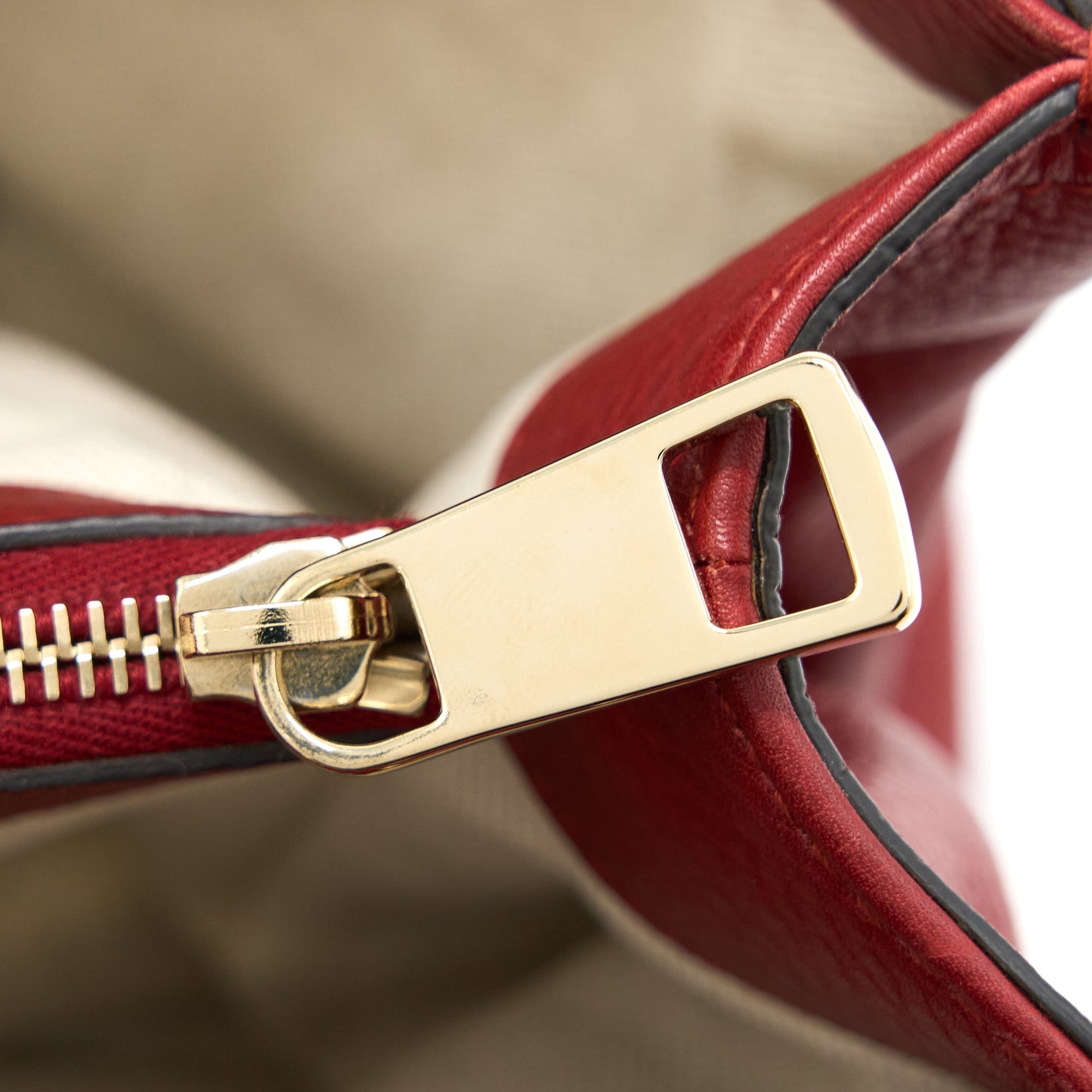 Gucci Crossbody Tote Bag Bamboo Handle Calfskin Red L