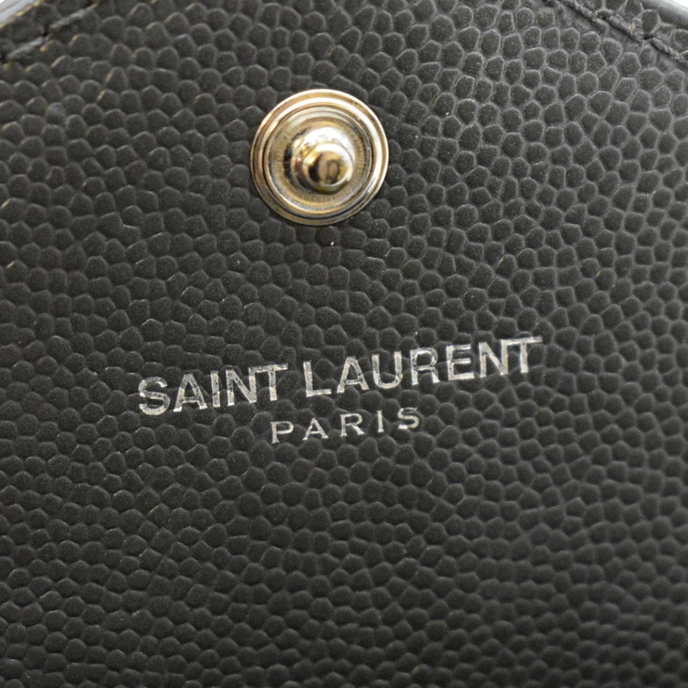 YVES SAINT LAURENT Flap Grain De Poudre Wallet Olive Green