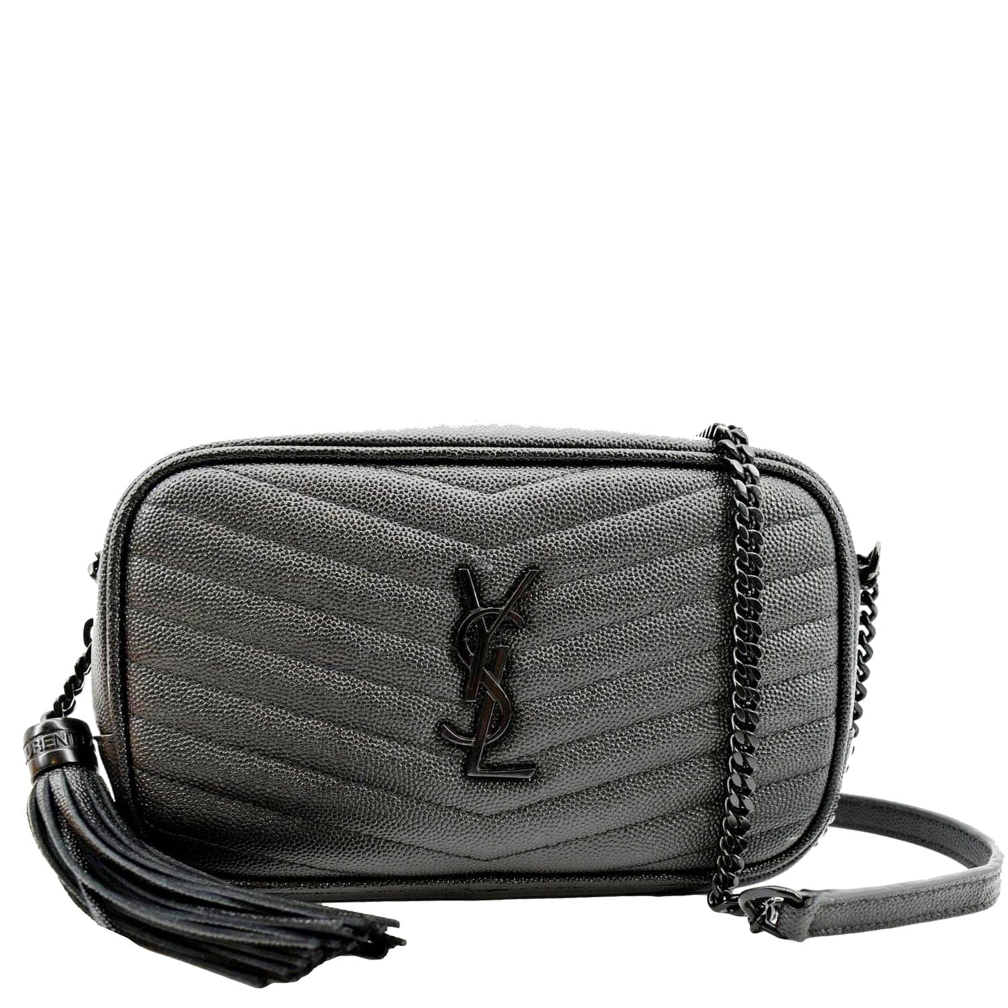 YVES SAINT LAURENT Small Lou Leather Camera Crossbody Bag Black