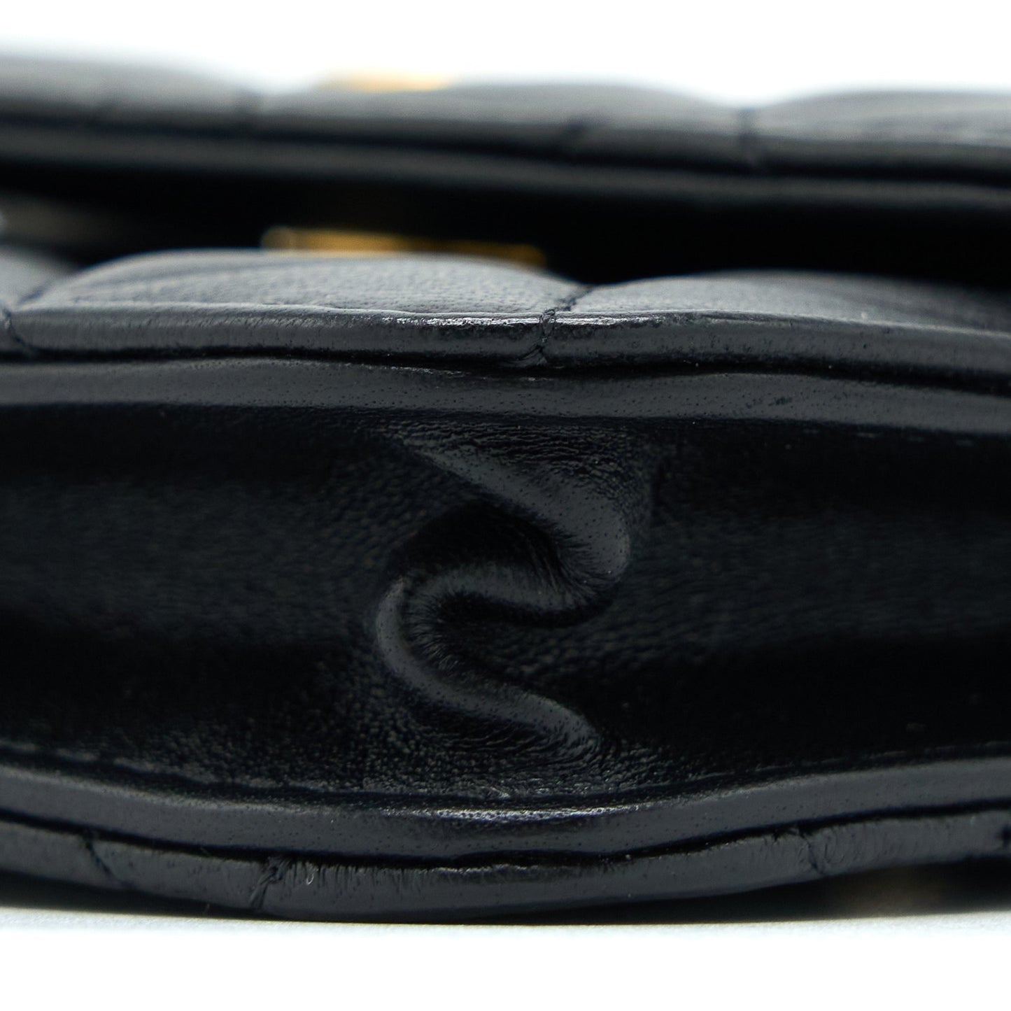 Chanel Pearl Crush Mini Flap Belt Bag with Chain Lambskin Black Brushed