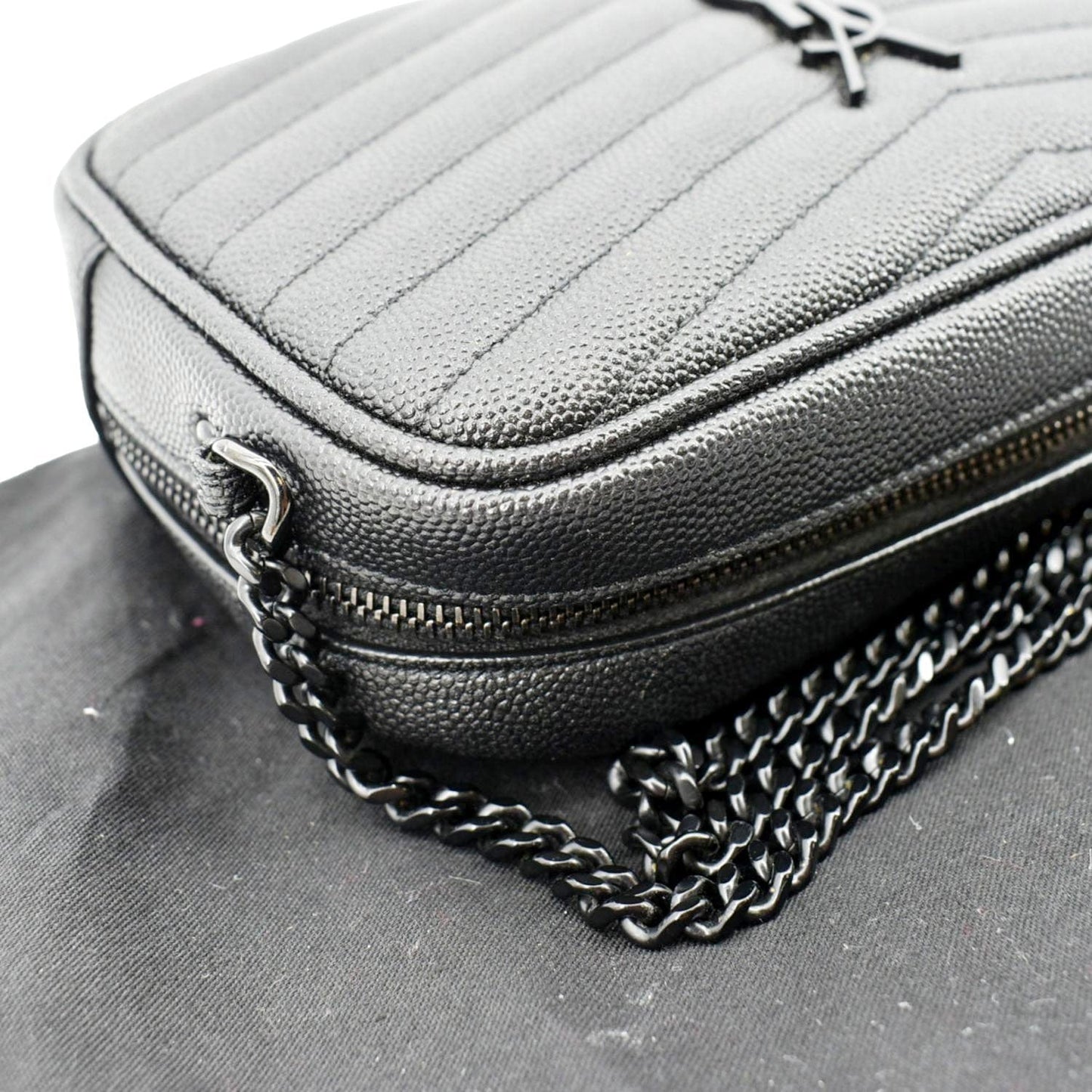 YVES SAINT LAURENT Small Lou Leather Camera Crossbody Bag Black