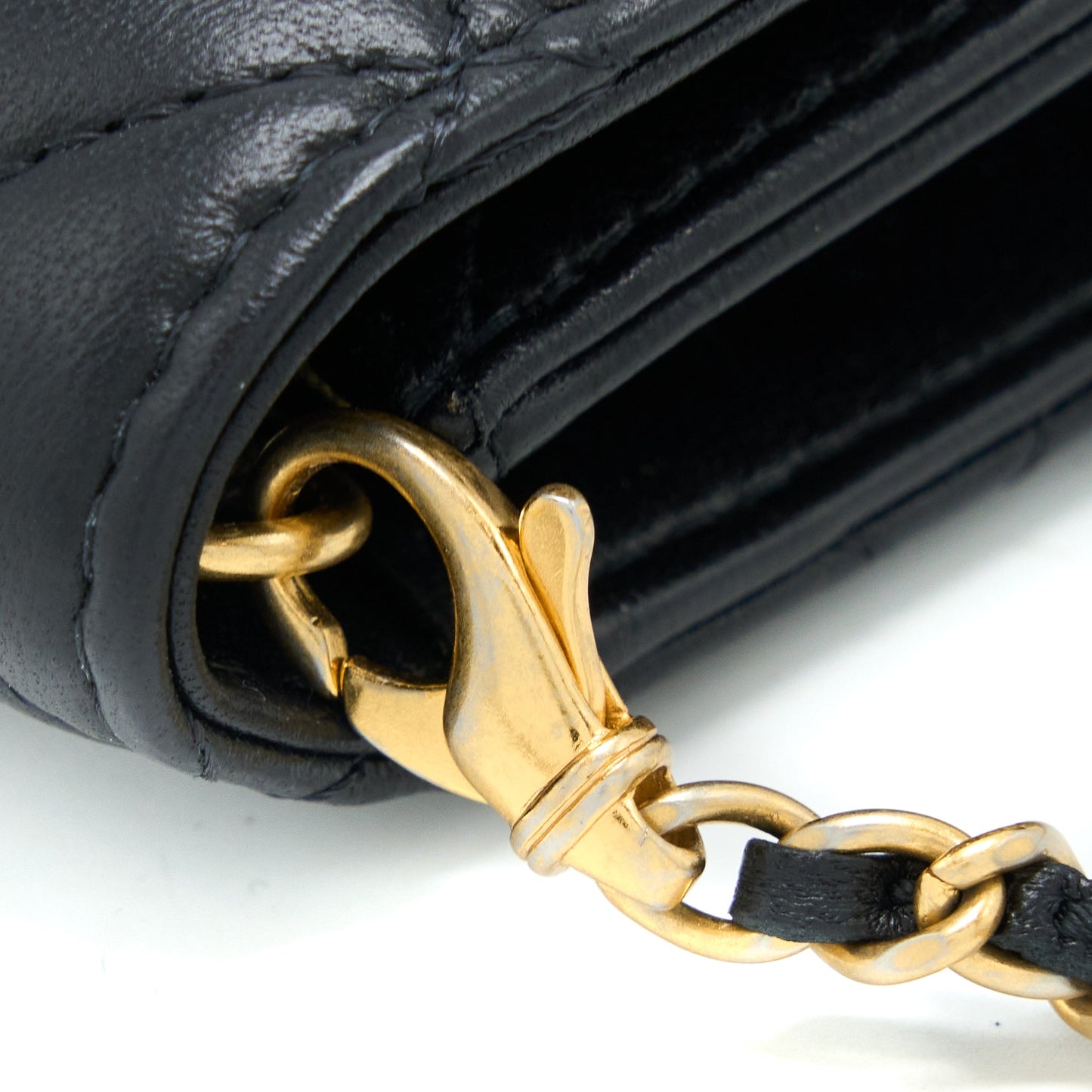 Chanel Pearl Crush Mini Flap Belt Bag with Chain Lambskin Black Brushed
